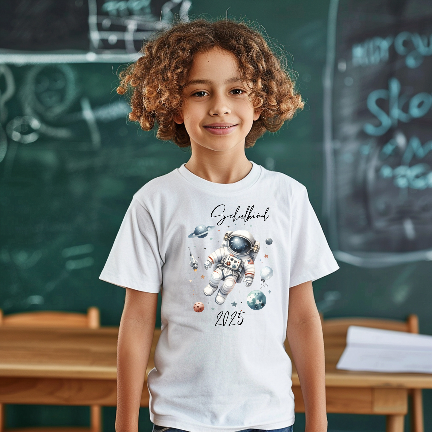 Astronaut mit Planeten Bügelbild Eigenproduktion