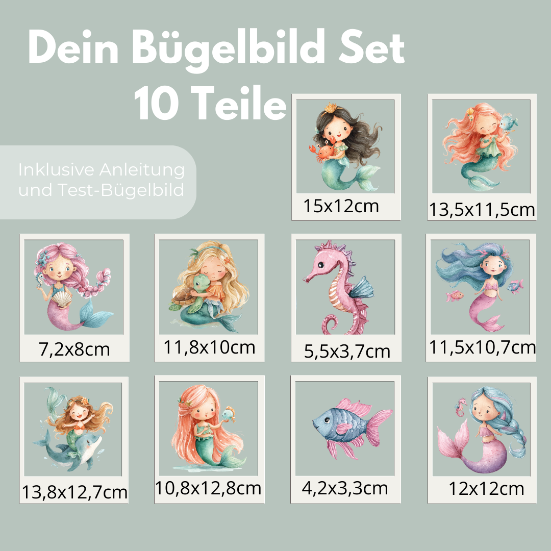 Meerjungfrau Set Bügelbild Eigenproduktion DIN A3