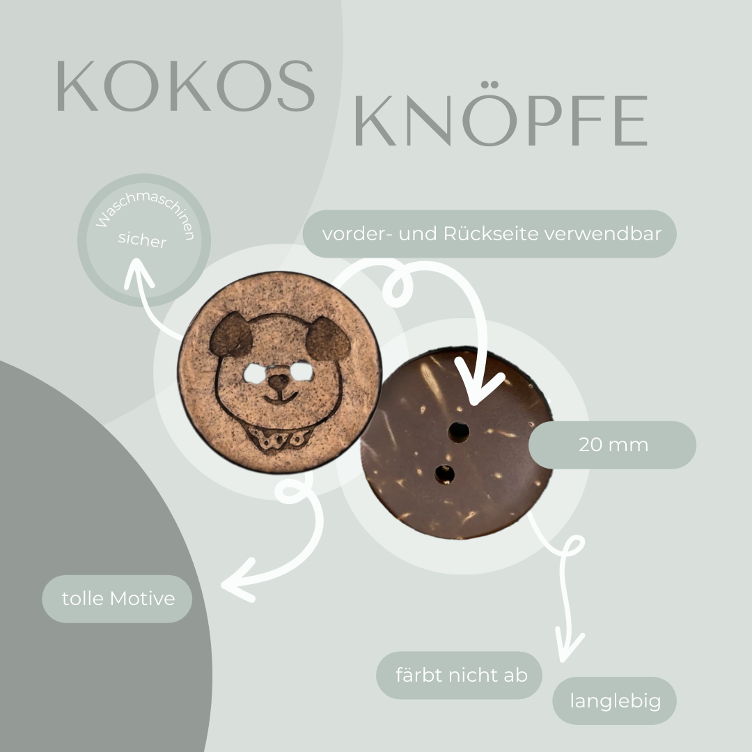 Eigenproduktion Kokosknopf Hund 20mm