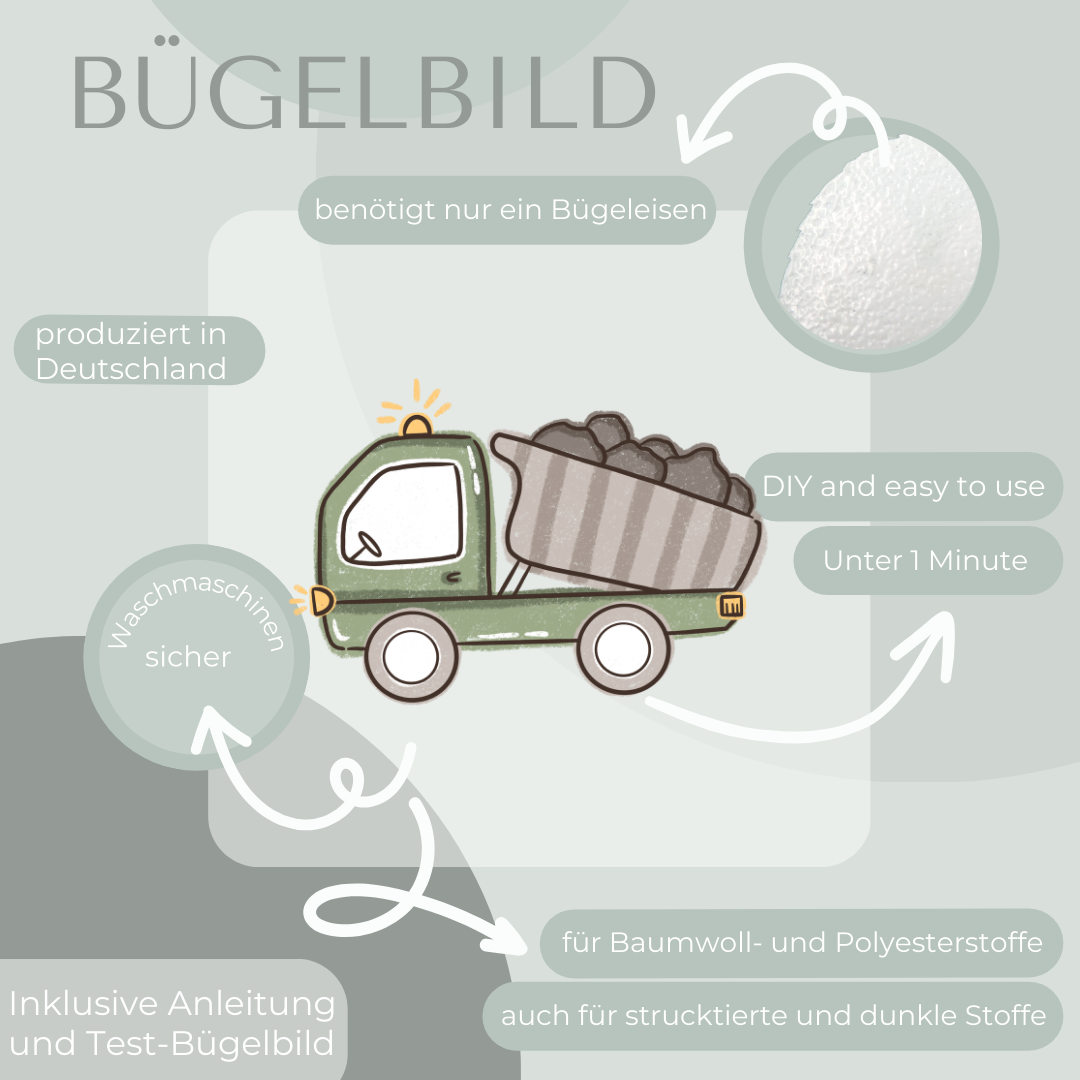 Kipplaster grün - Bügelbild Eigenproduktion