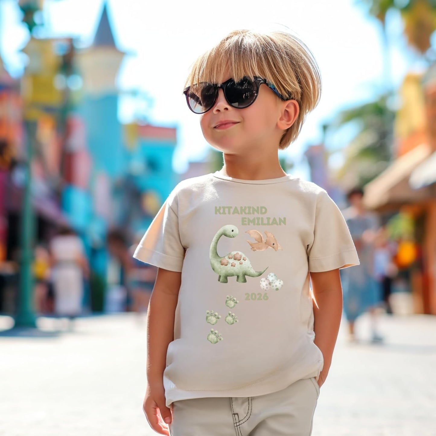 Personalisiertes Bügelbild-Set Kitakind 2026 Dinosaurier