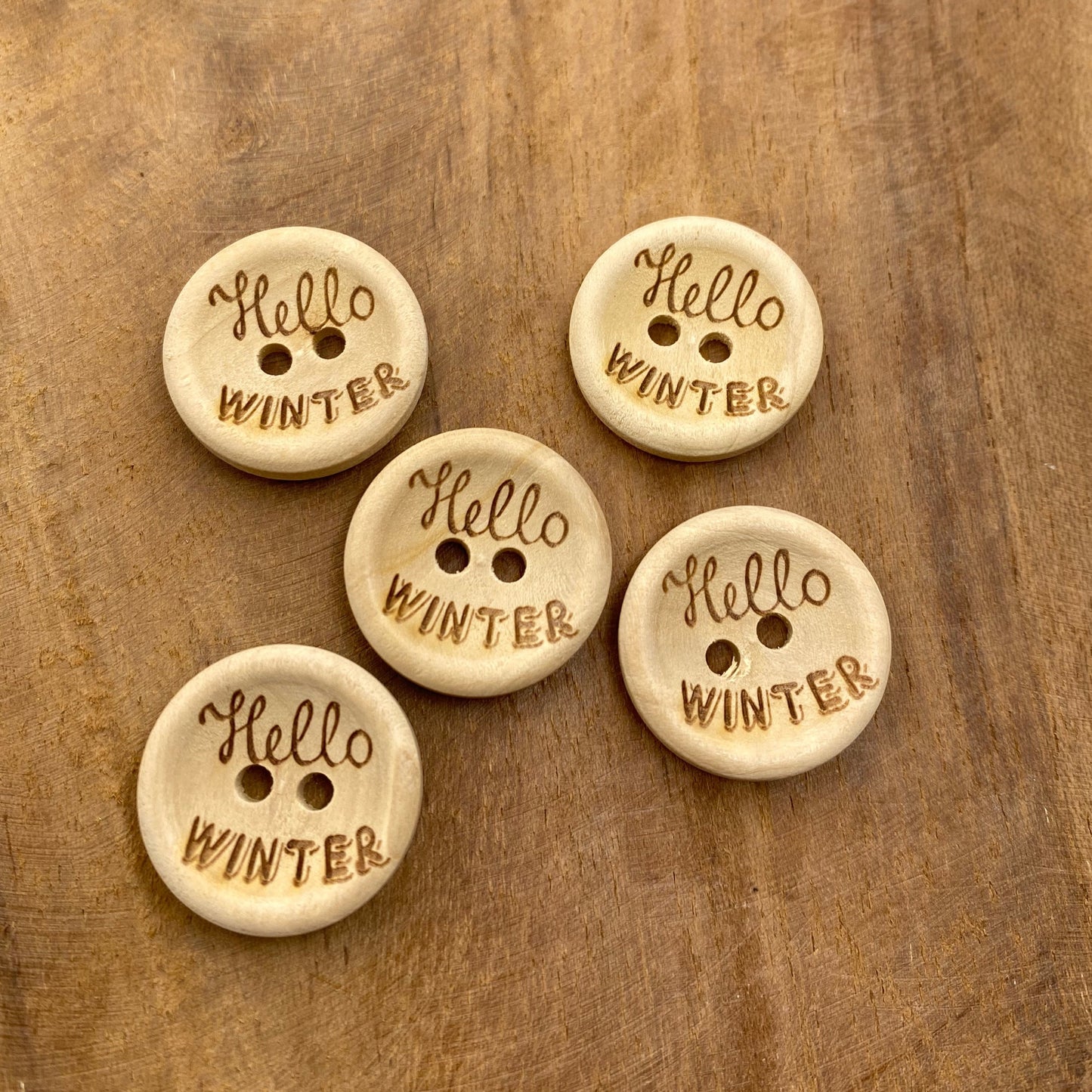Eigenproduktion Holzknopf "Hello Winter" 20mm