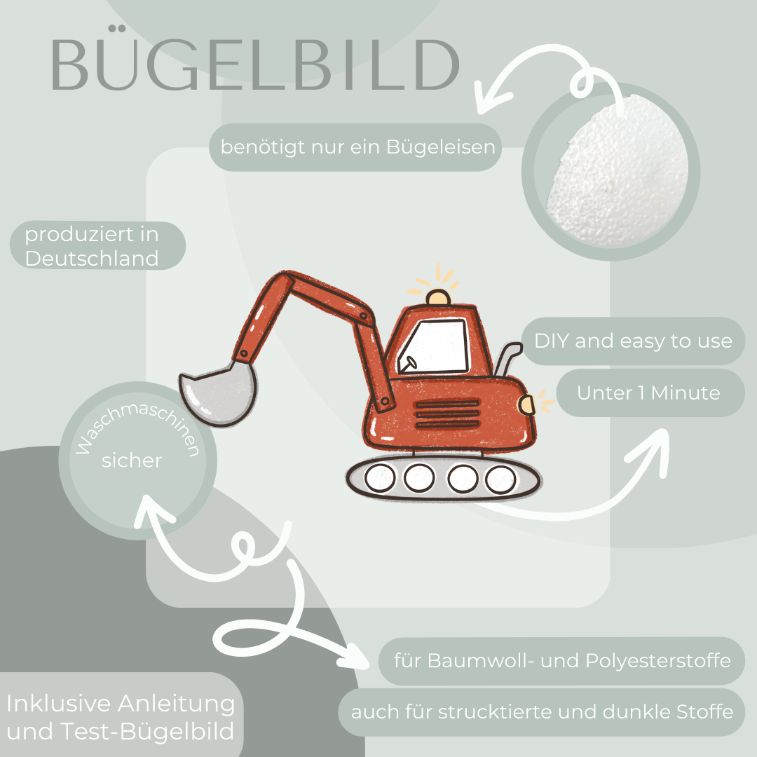 Bagger rot - Bügelbild Eigenproduktion