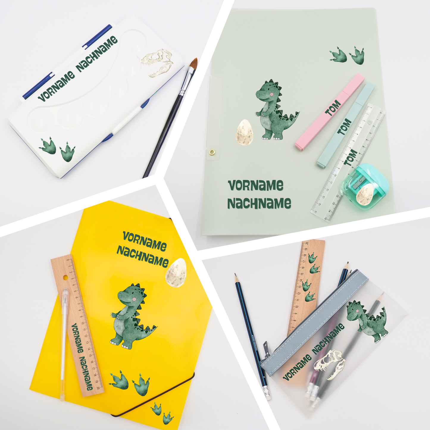 Dinosaurier Rub-On Sticker Set personalisierbar