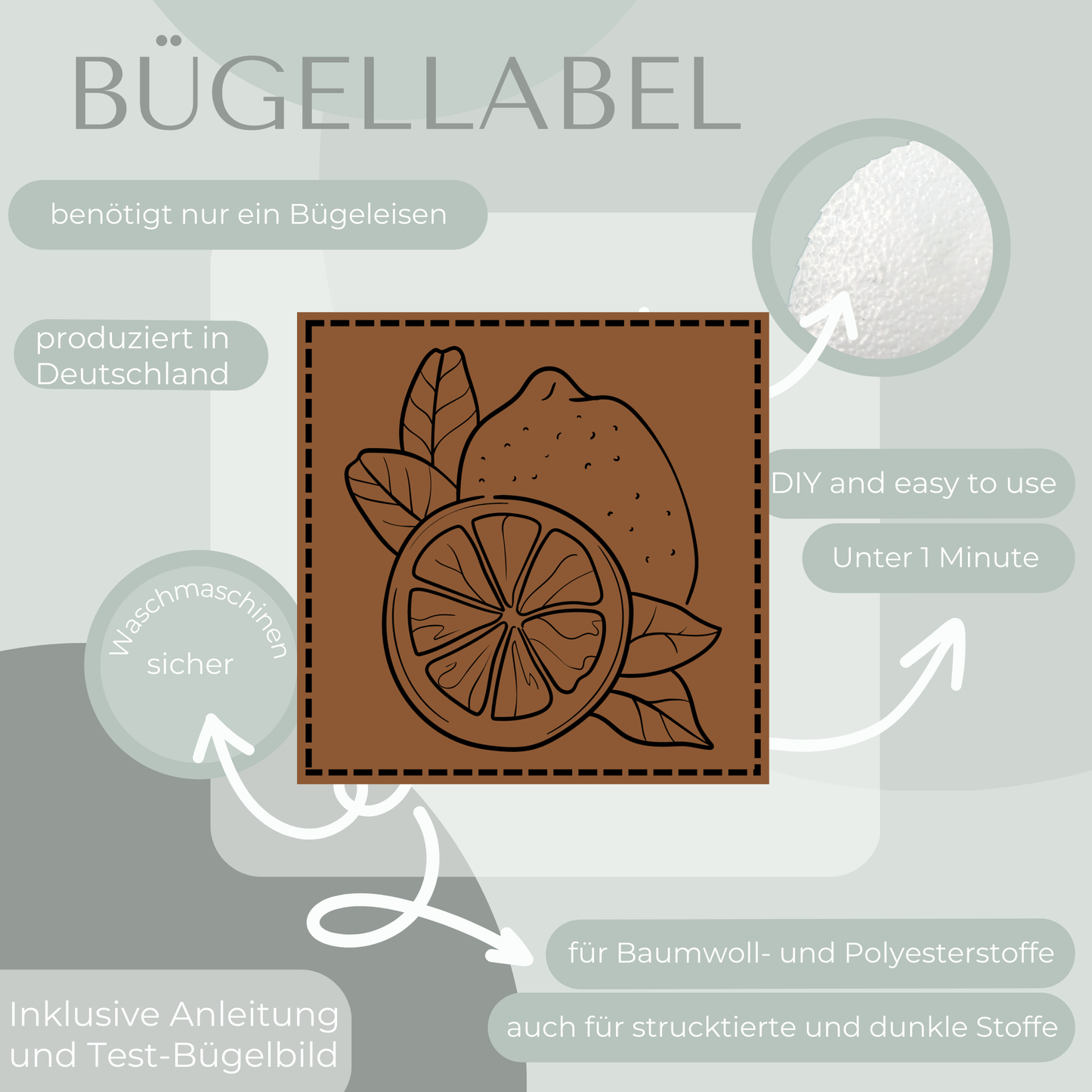 Zitrone Bügel Label Bügellabel Eigenproduktion