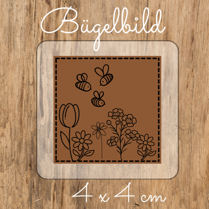 Bienen und Blümchen Bügel Label Bügellabel Eigenproduktion