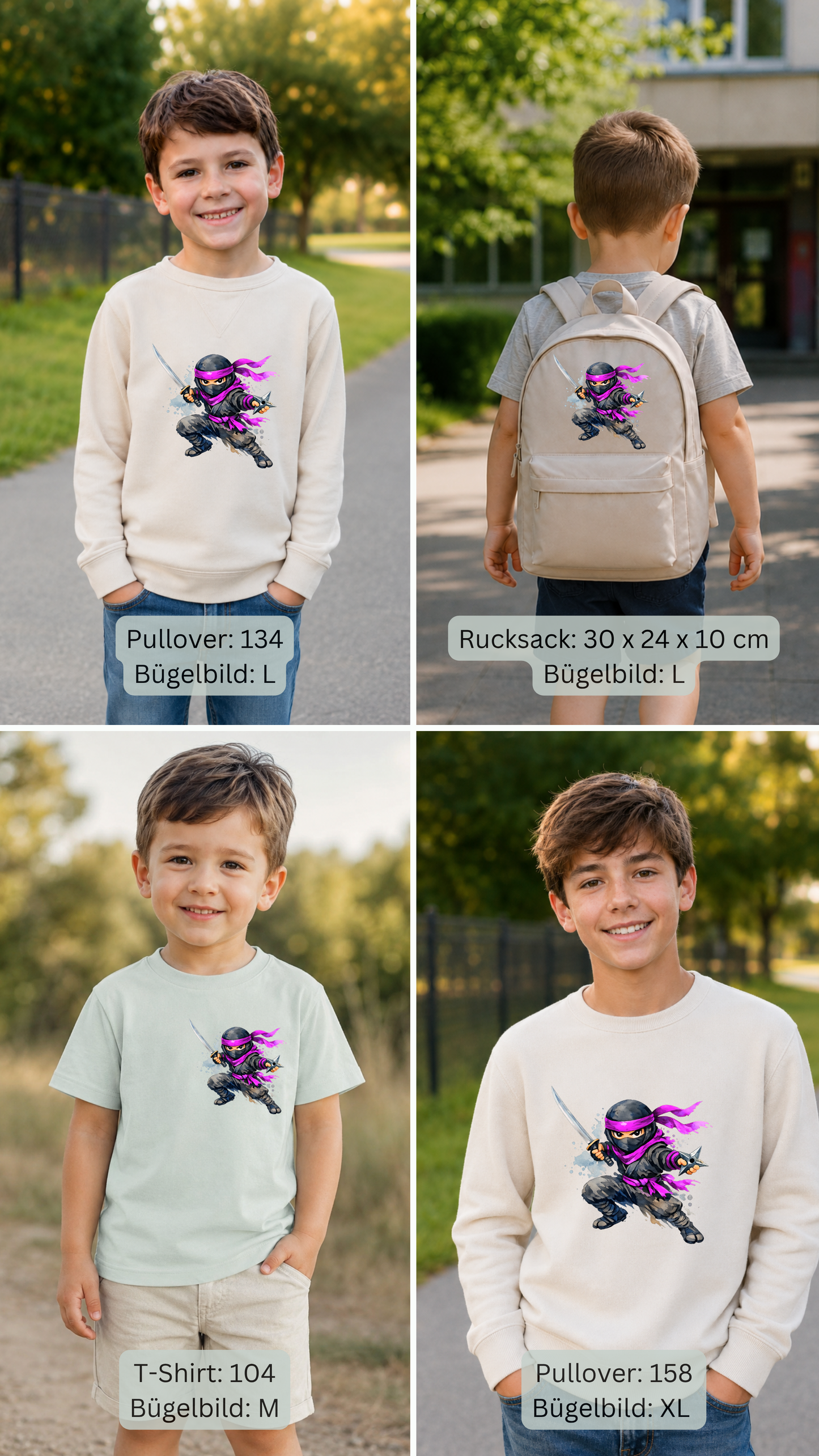 Lila Ninja Bügelbild Eigenproduktion