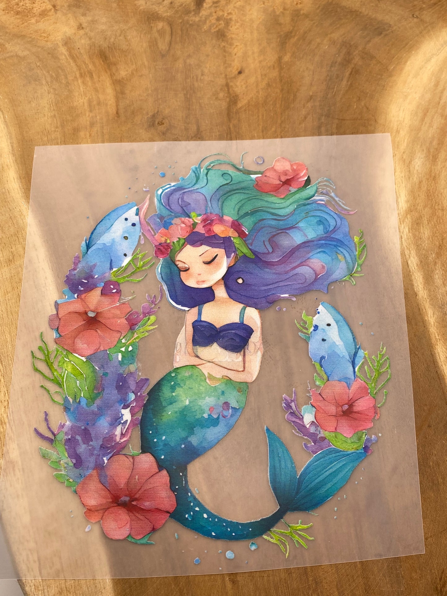 florale Meerjungfrau I Bügel-Bild Bügelbild Eigenproduktion