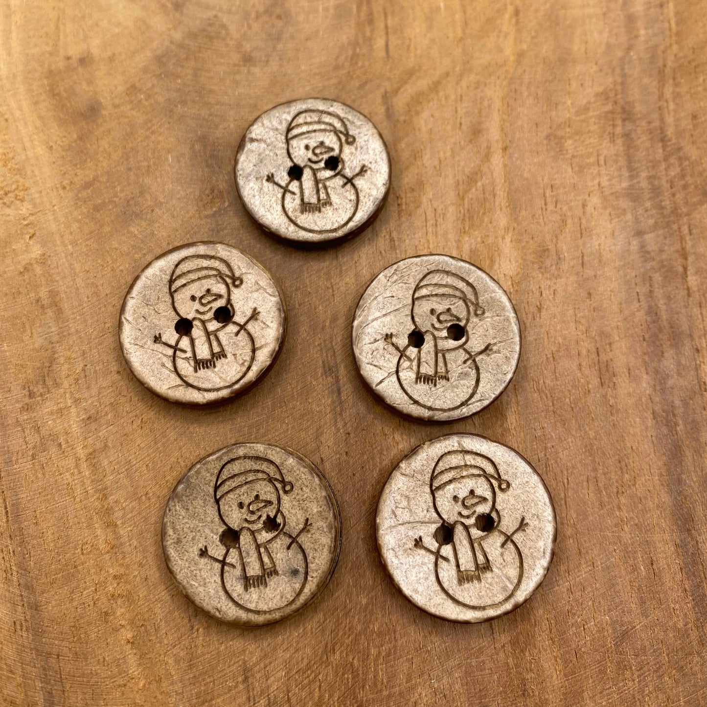 Eigenproduktion Kokosknopf Schneemann 20mm