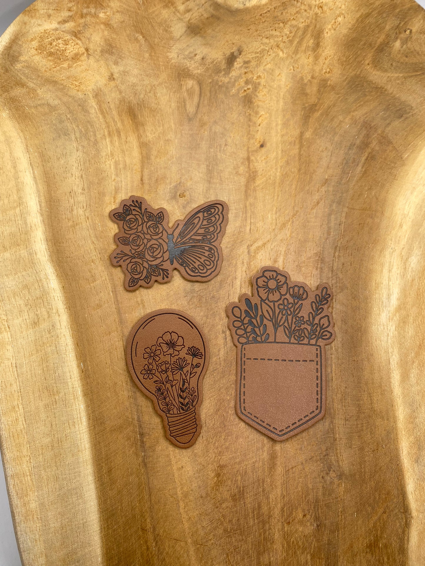 Glühbirne Kunstlederlabel Kunstleder Label Eigenproduktion