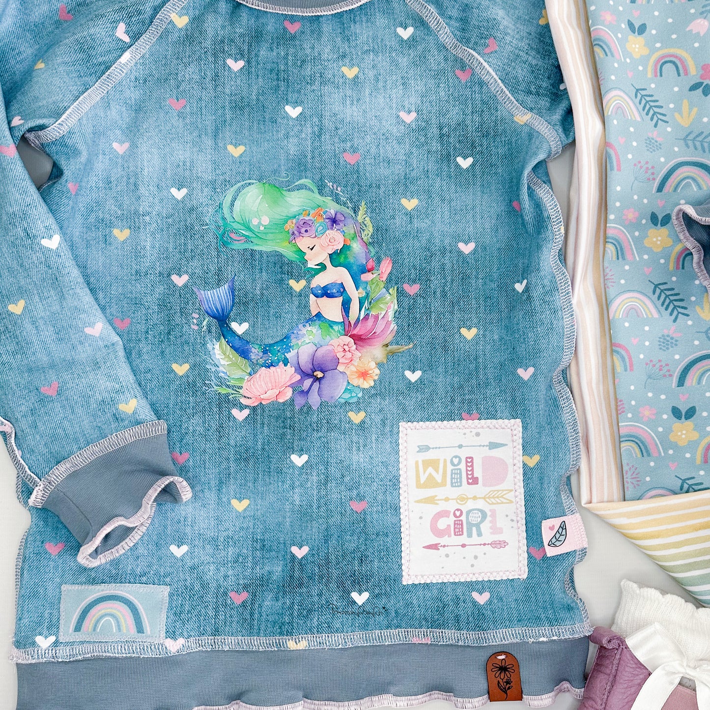 florale Meerjungfrau II Bügel-Bild Bügelbild Eigenproduktion