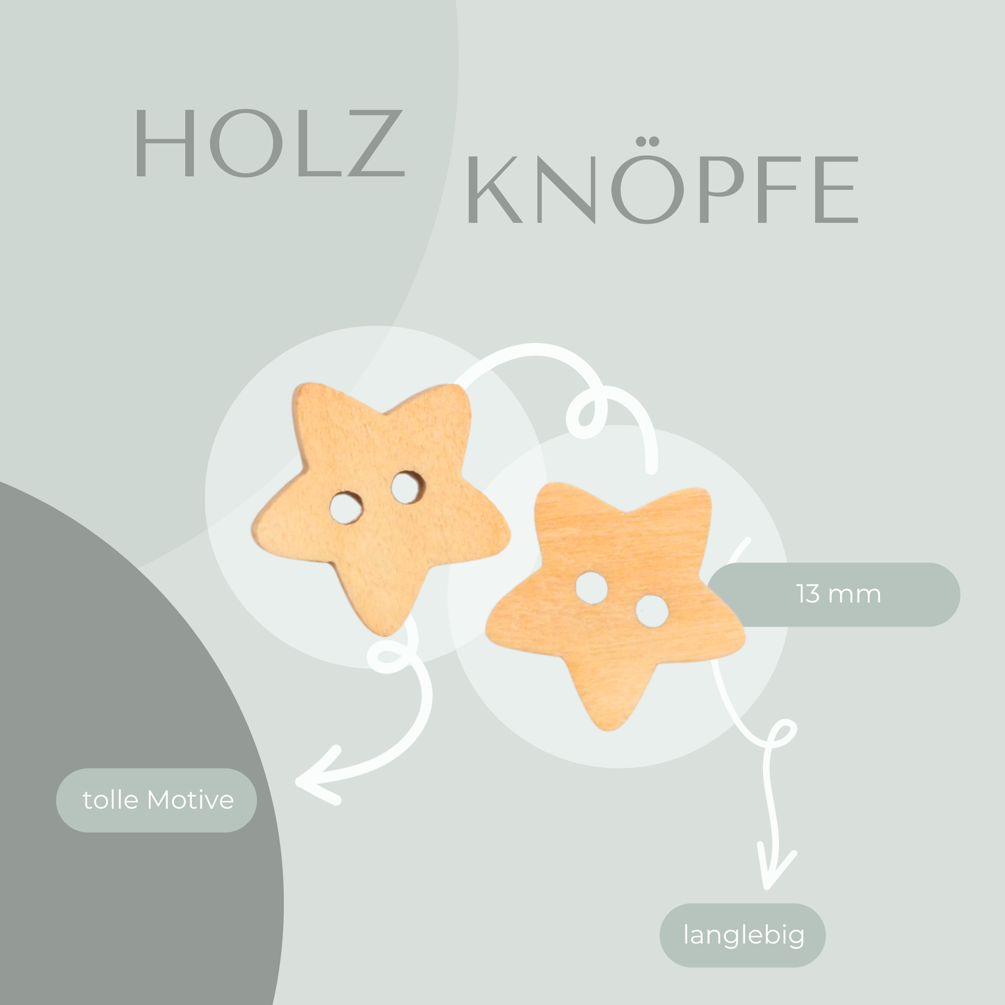 Holzknopf Stern 13mm