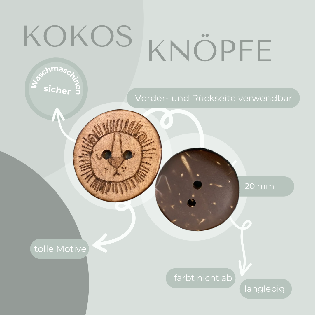 Eigenproduktion Kokosknopf Löwe 20mm