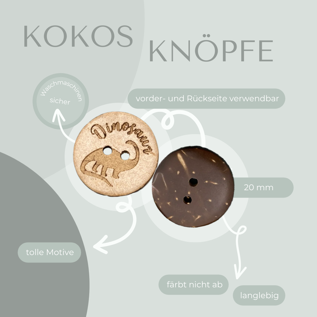 Kokosknopf Dinosaurier 20mm
