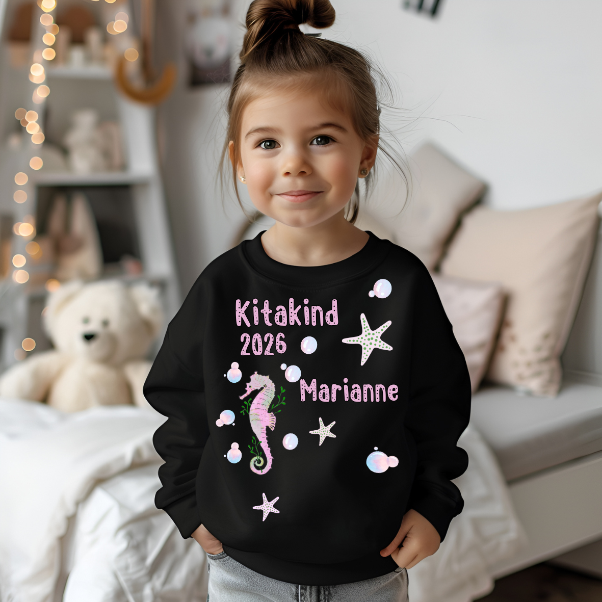 Personalisiertes Bügelbild-Set Kitakind 2026 Seepferd