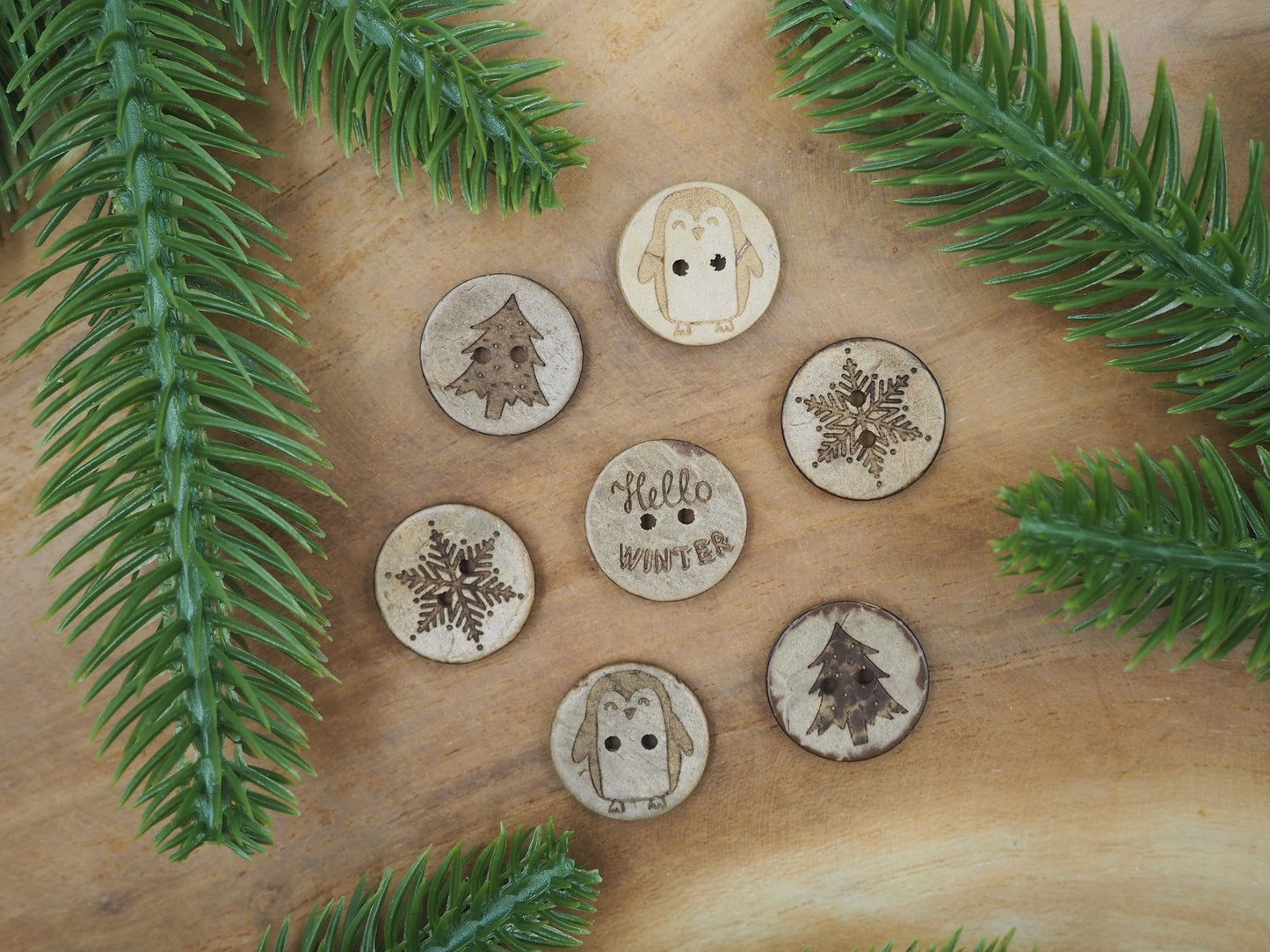 Eigenproduktion Kokosknopf Schneeflocke 20mm - Ameloua