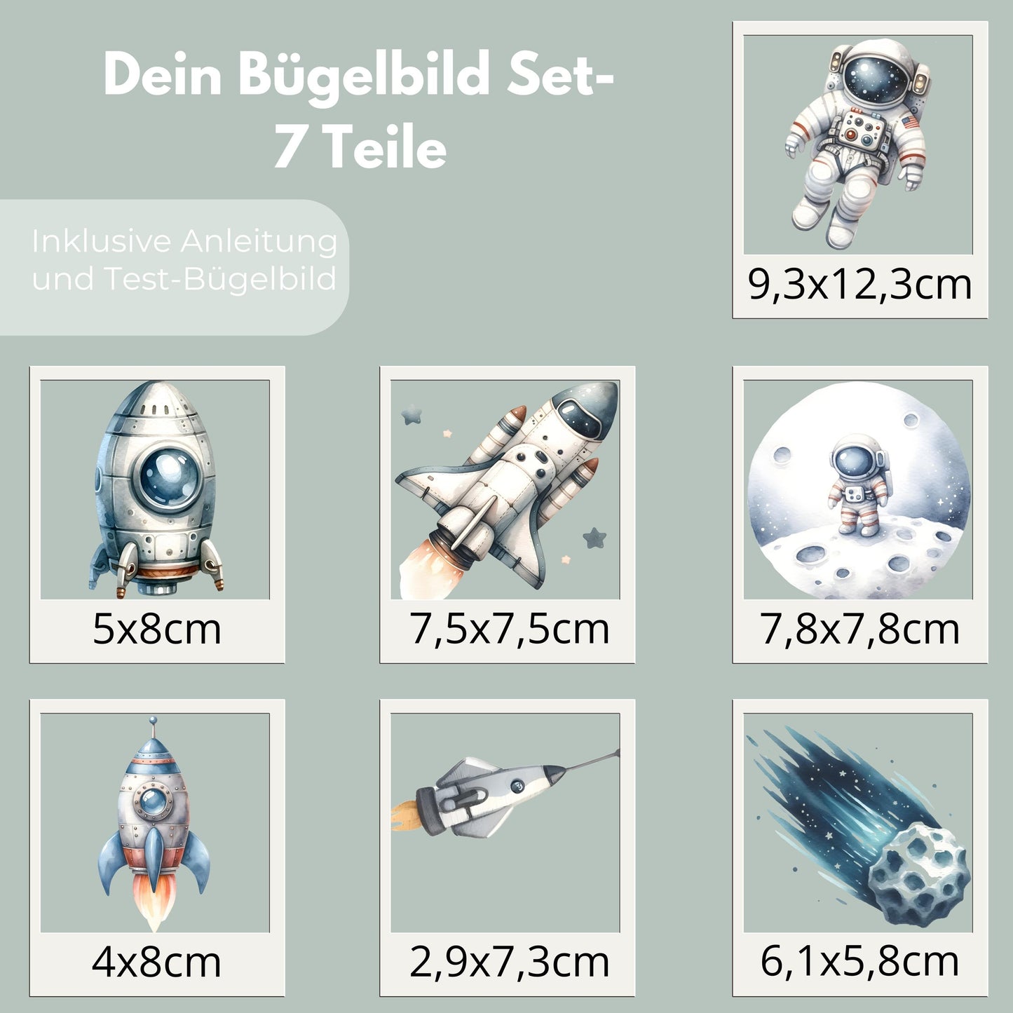 Weltraum Astronaut Bügel-Bild Bügelbild Eigenproduktion DIN A4