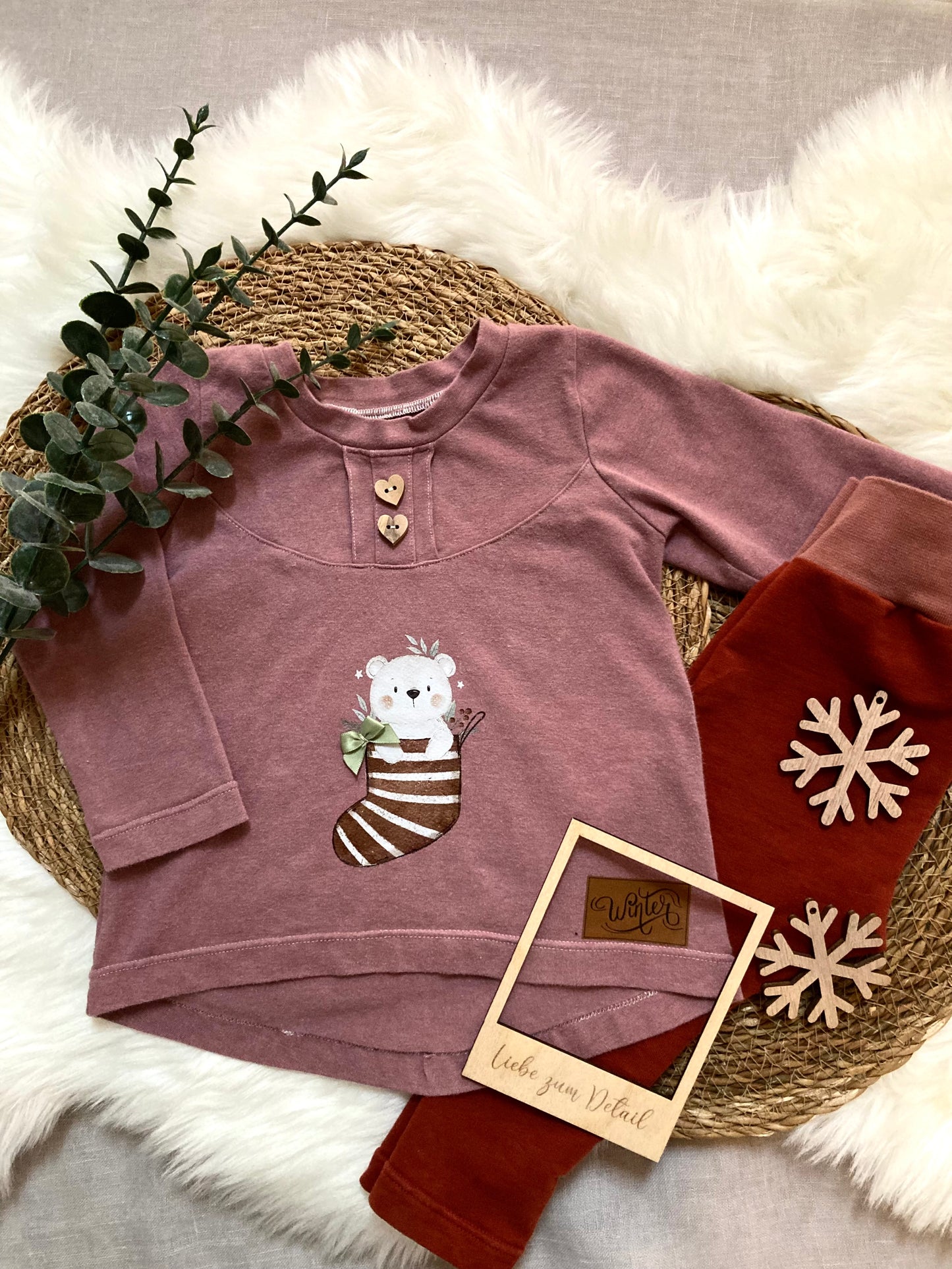 Eisbär Weihnachtsstrumpf rot - Maxi Bügel-Bild Bügelbild Eigenproduktion