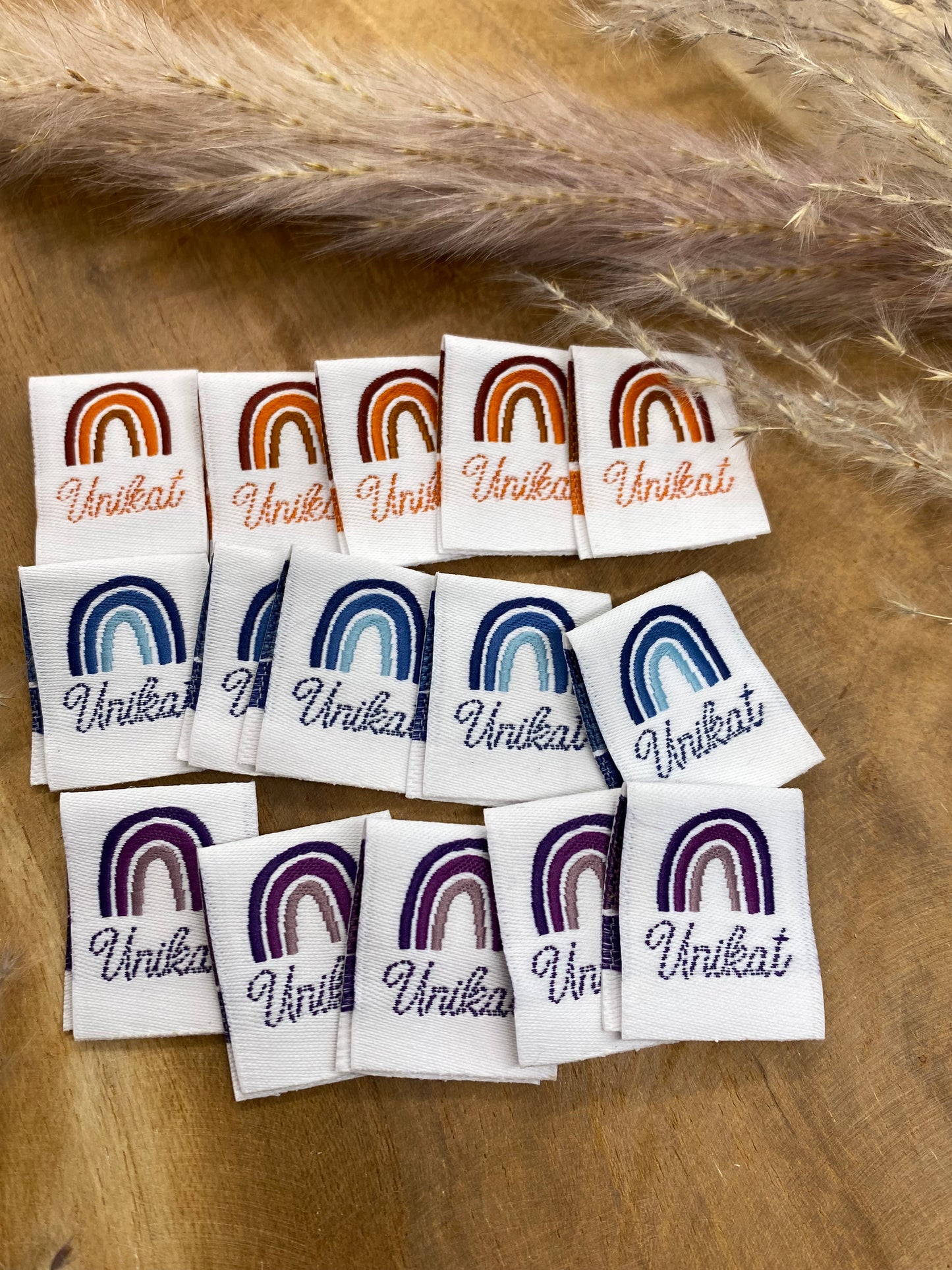 Unikat Orange Web Label gewebt Eigenproduktion