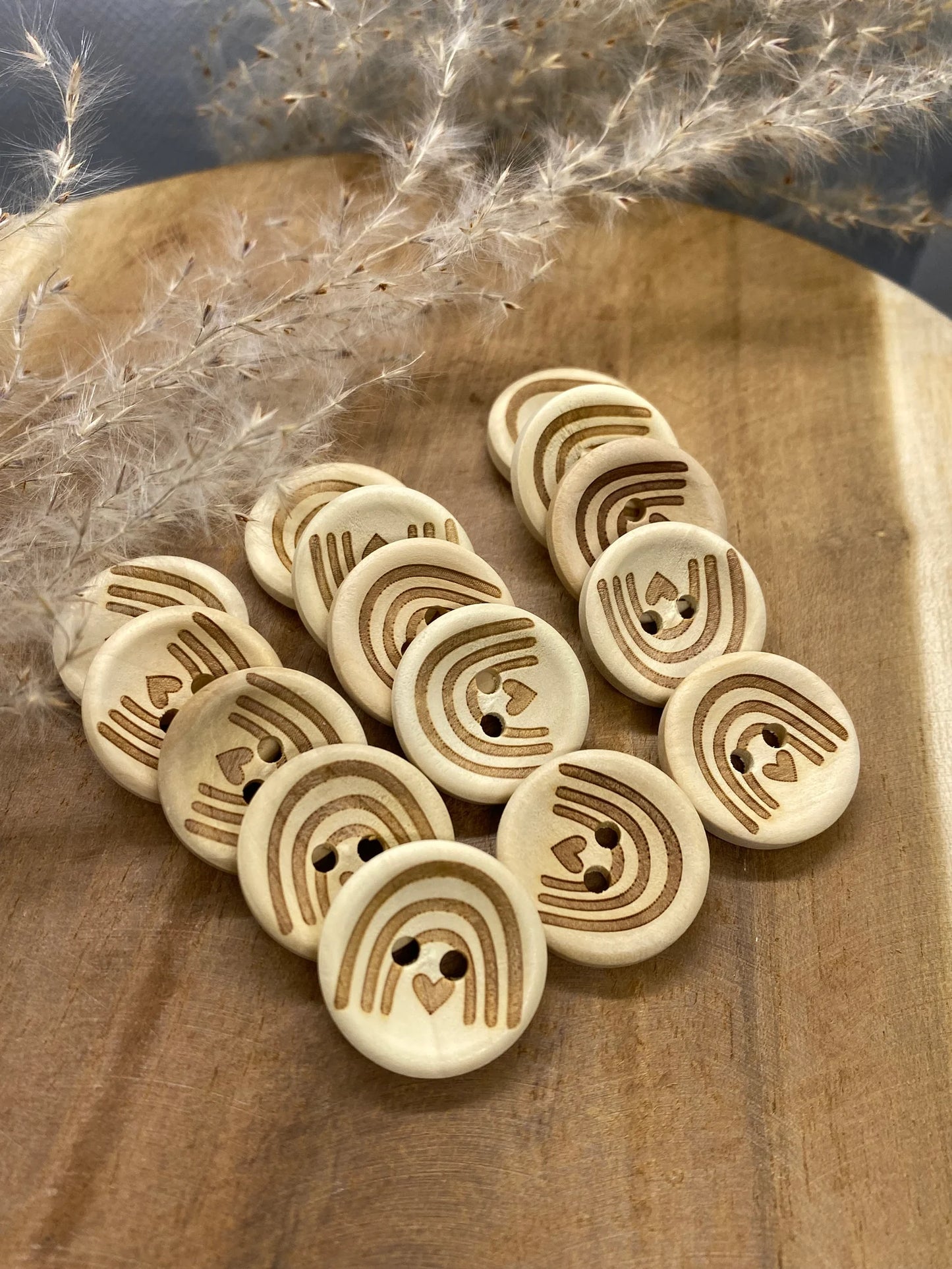 25 Stück Regenbogen Holz Knopf