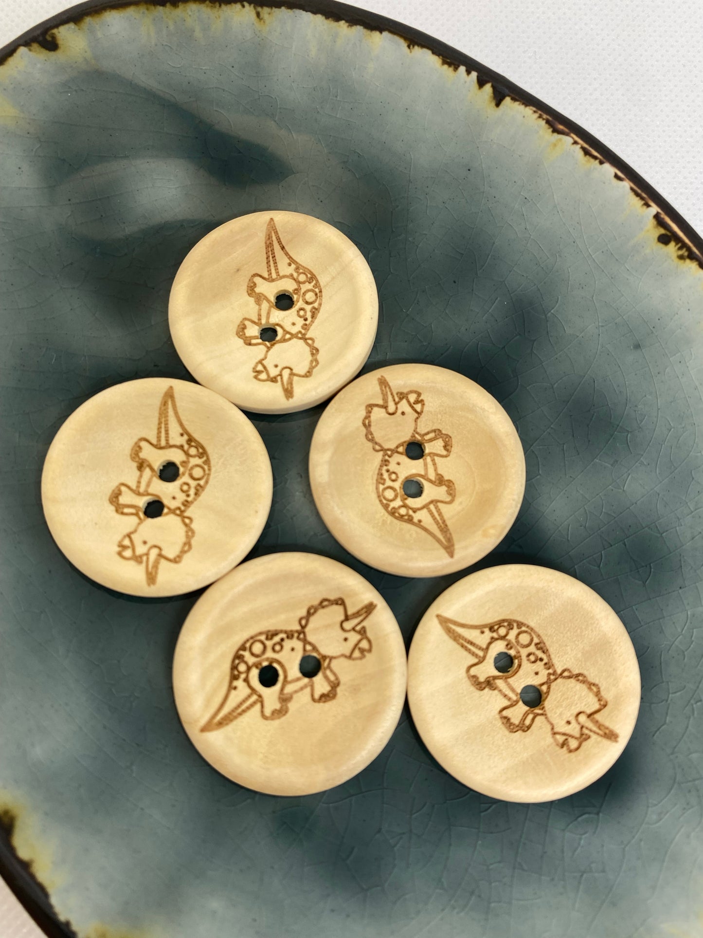 Eigenproduktion Holzknopf Triceratops 30mm - Ameloua