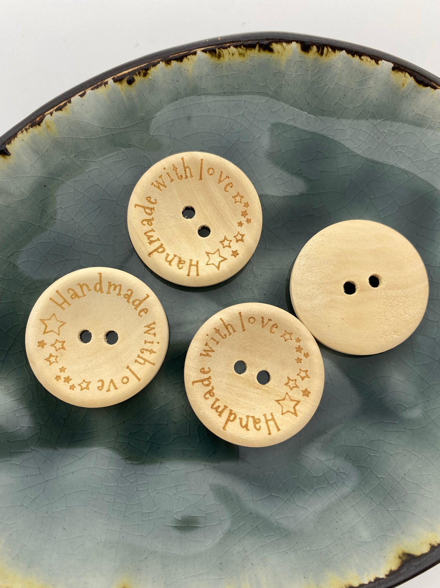 Holzknopf Handmade with love Stern 30mm - Ameloua