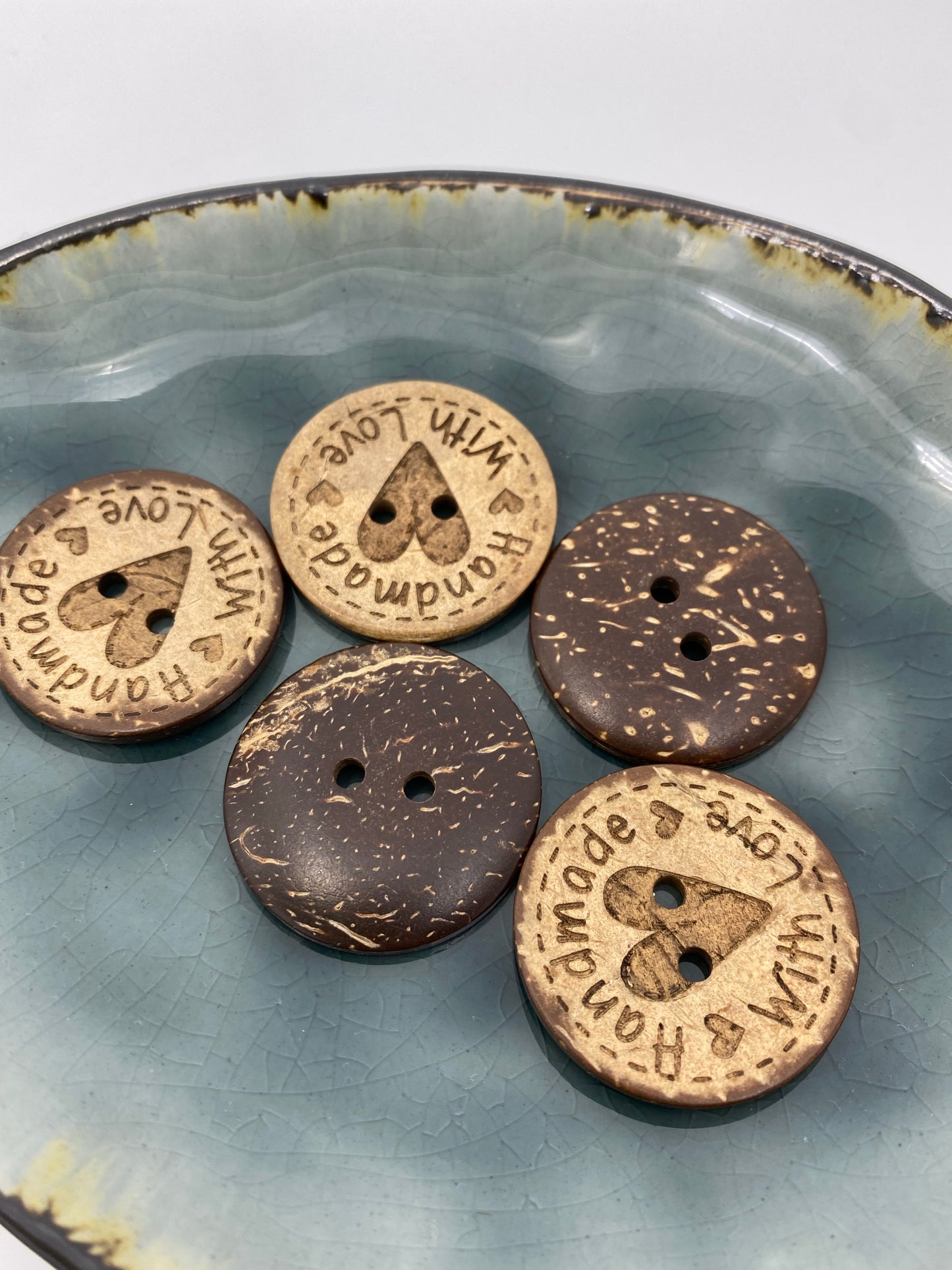 Kokosknopf Herz Handmade with love 30mm - Ameloua