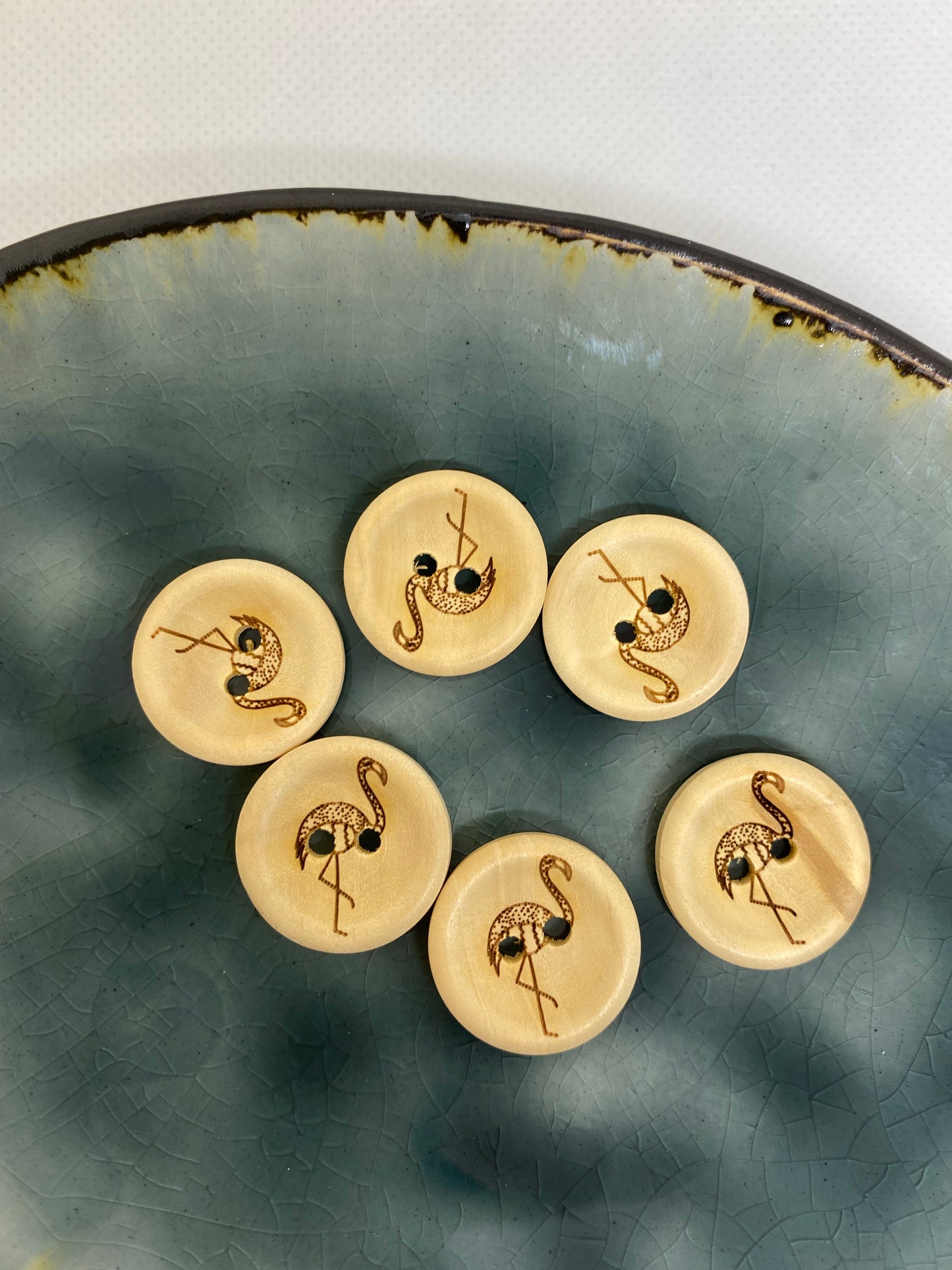 Eigenproduktion Holzknopf Flamingo 25mm - Ameloua