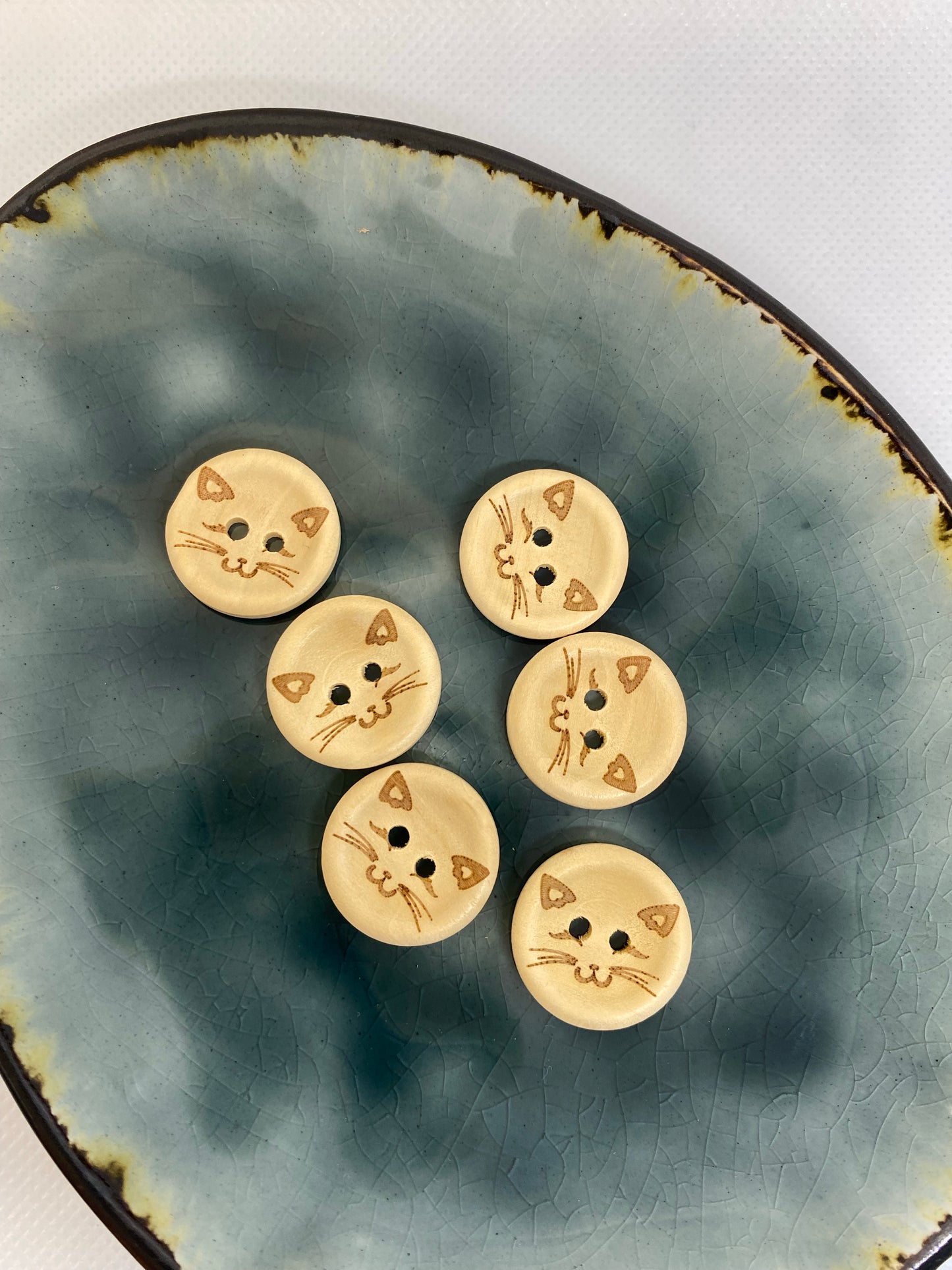 Eigenproduktion Holzknopf Katze 20mm - Ameloua