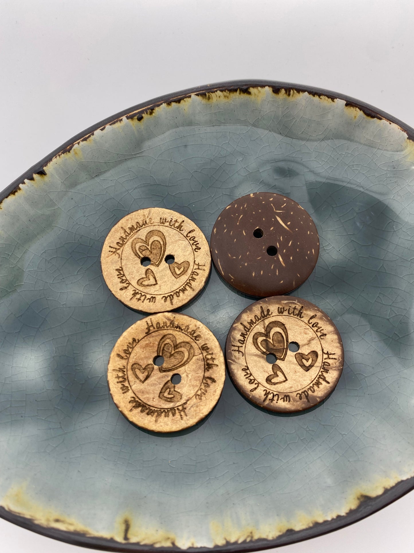 Kokosknopf Handmade with love Herzen 30mm - Ameloua