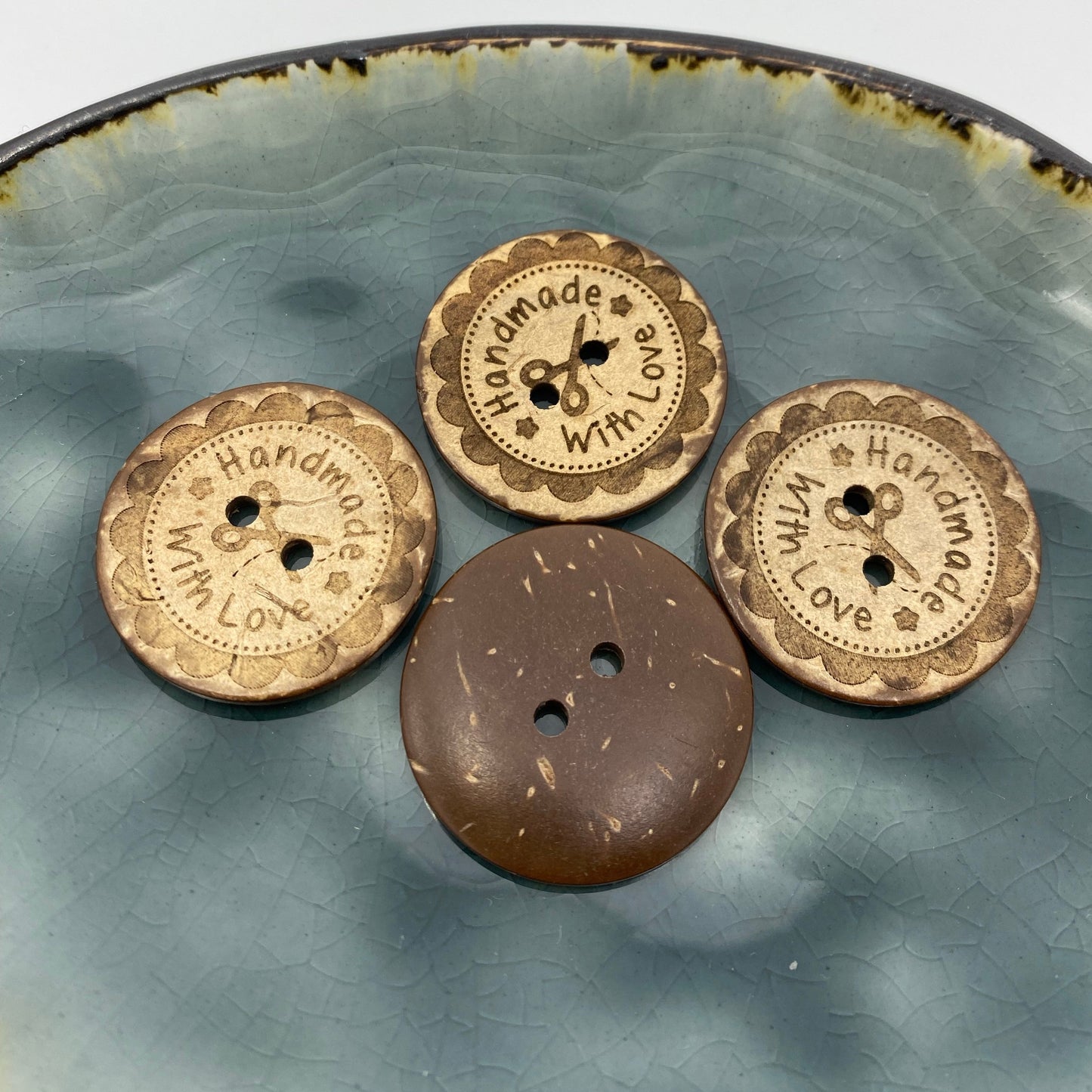 Kokosknopf Schere Handmade with love 30mm - Ameloua