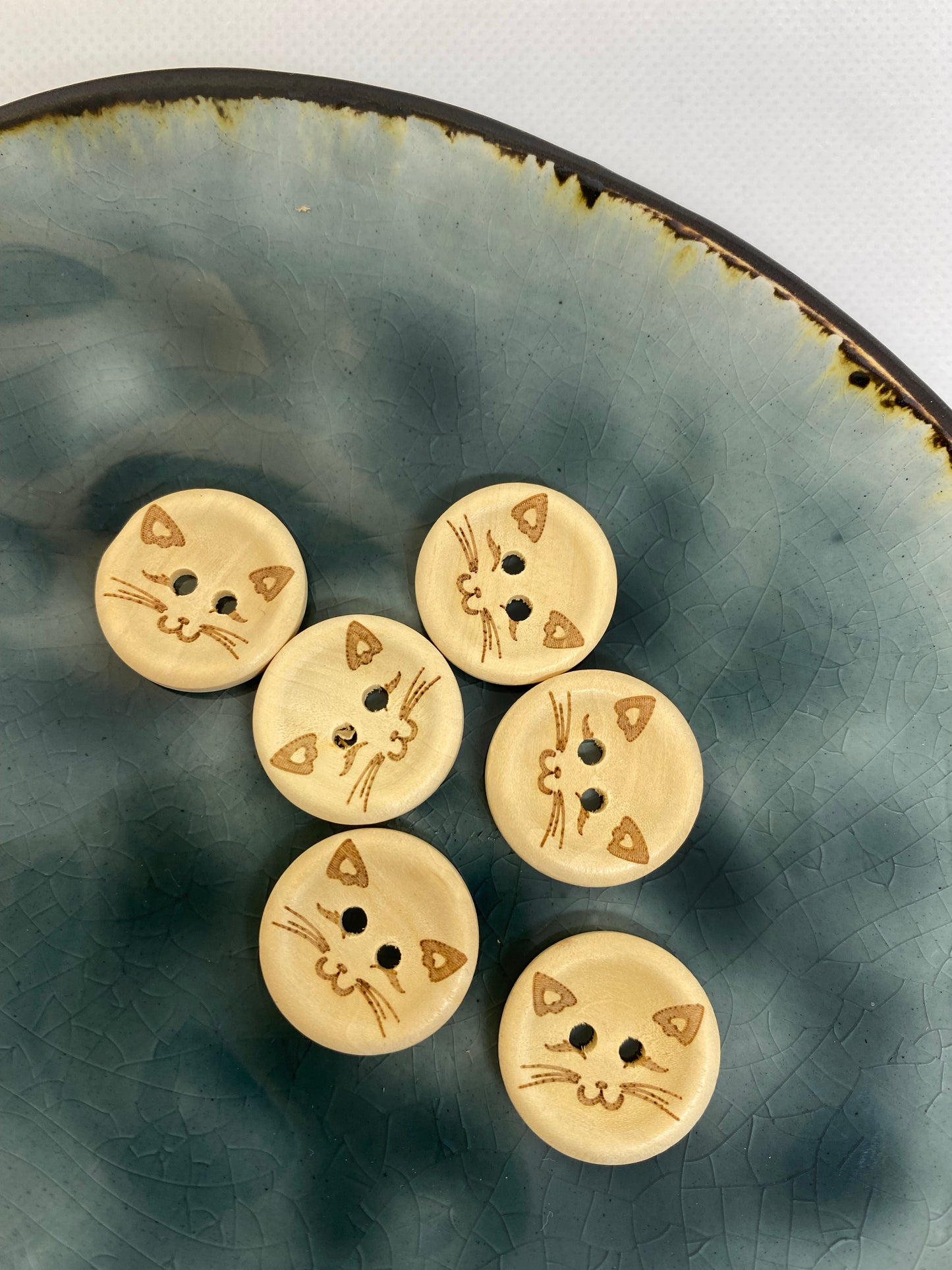 Eigenproduktion Holzknopf Katze 30mm - Ameloua