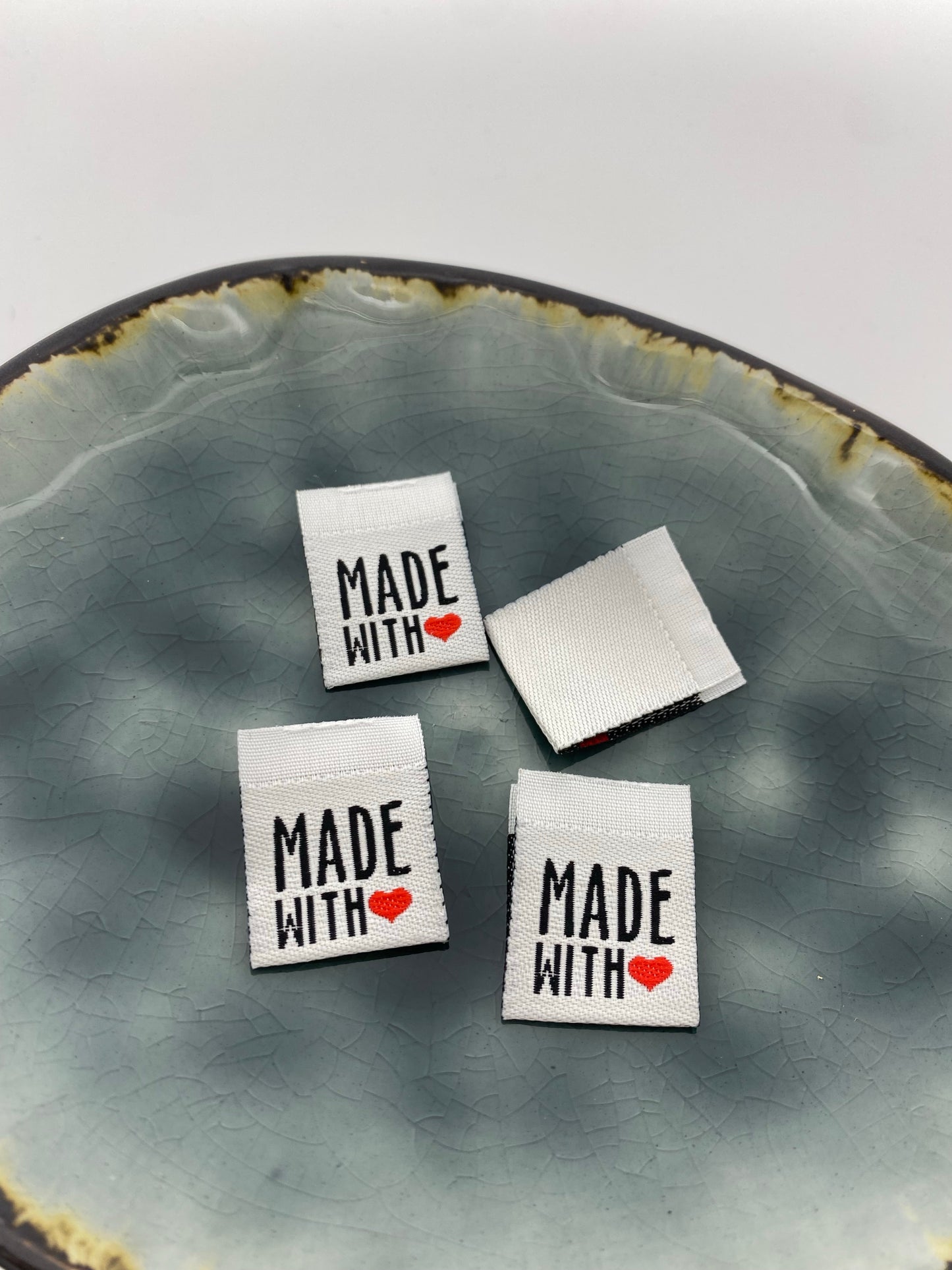 Web-Label Handmade with Herz weiß - Ameloua