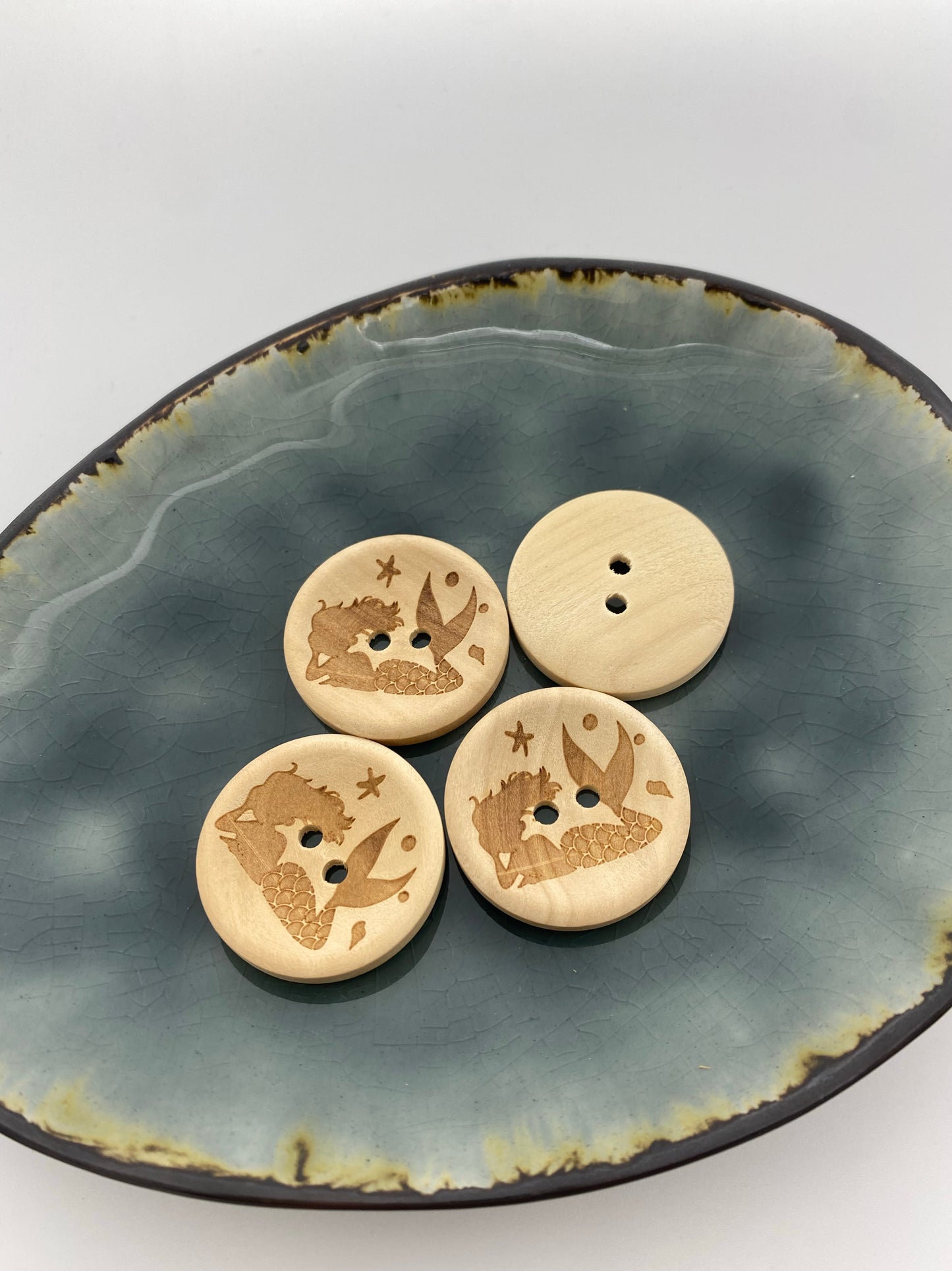 Holzknopf Meerjungfrau 30mm - Ameloua