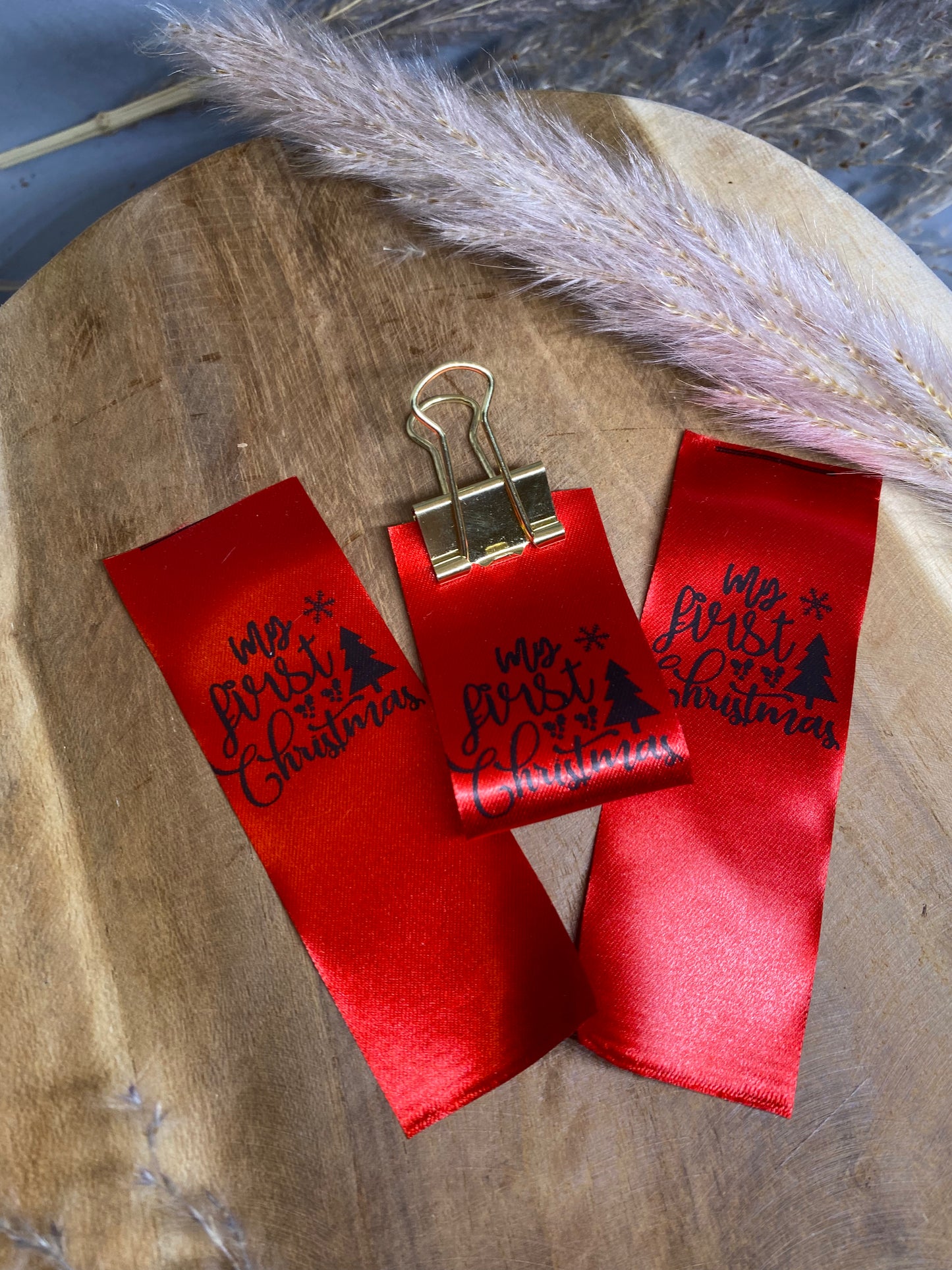 My first Christmas Rot Satin-Label Eigenproduktion