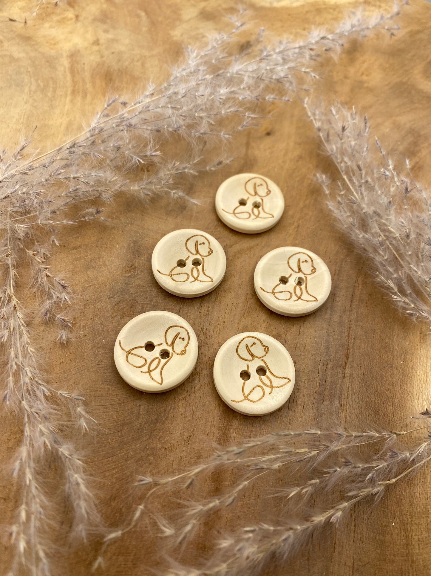 Eigenproduktion Holzknopf Hund 20mm