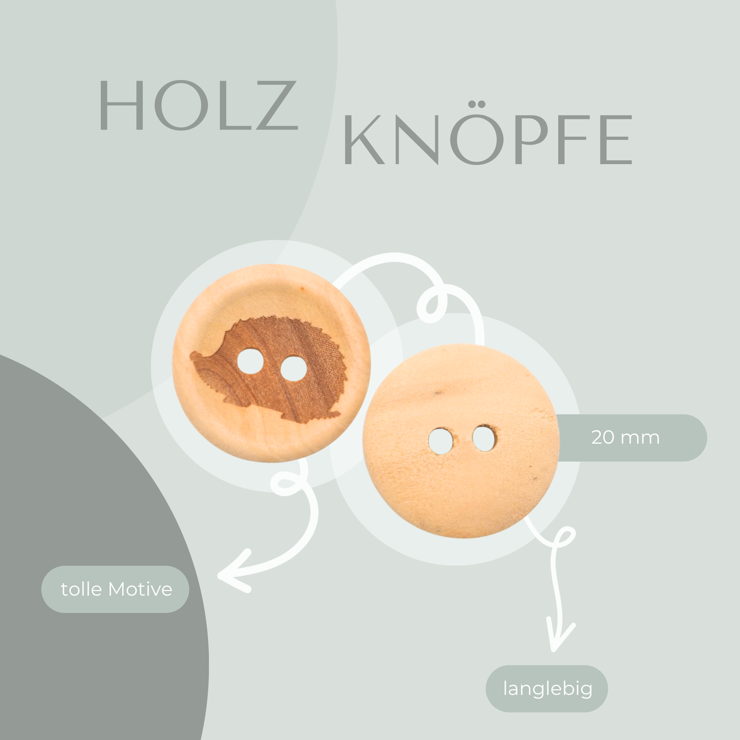 Eigenproduktion Holzknopf Igel 20mm