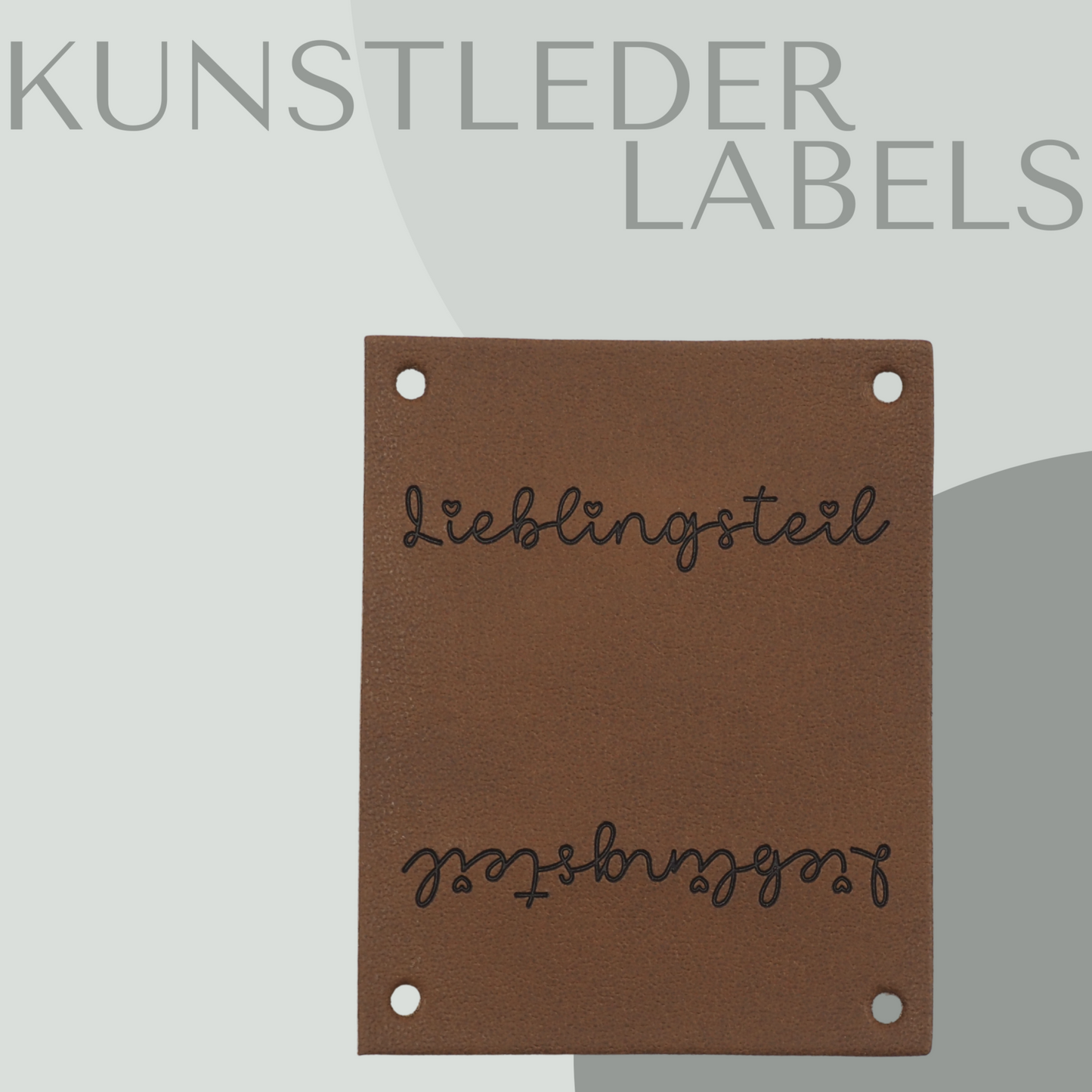 Kunstleder Knick-Label eckig mit kleinen Löchern zum annähen mit der Aufschrift "Lieblingsteil"