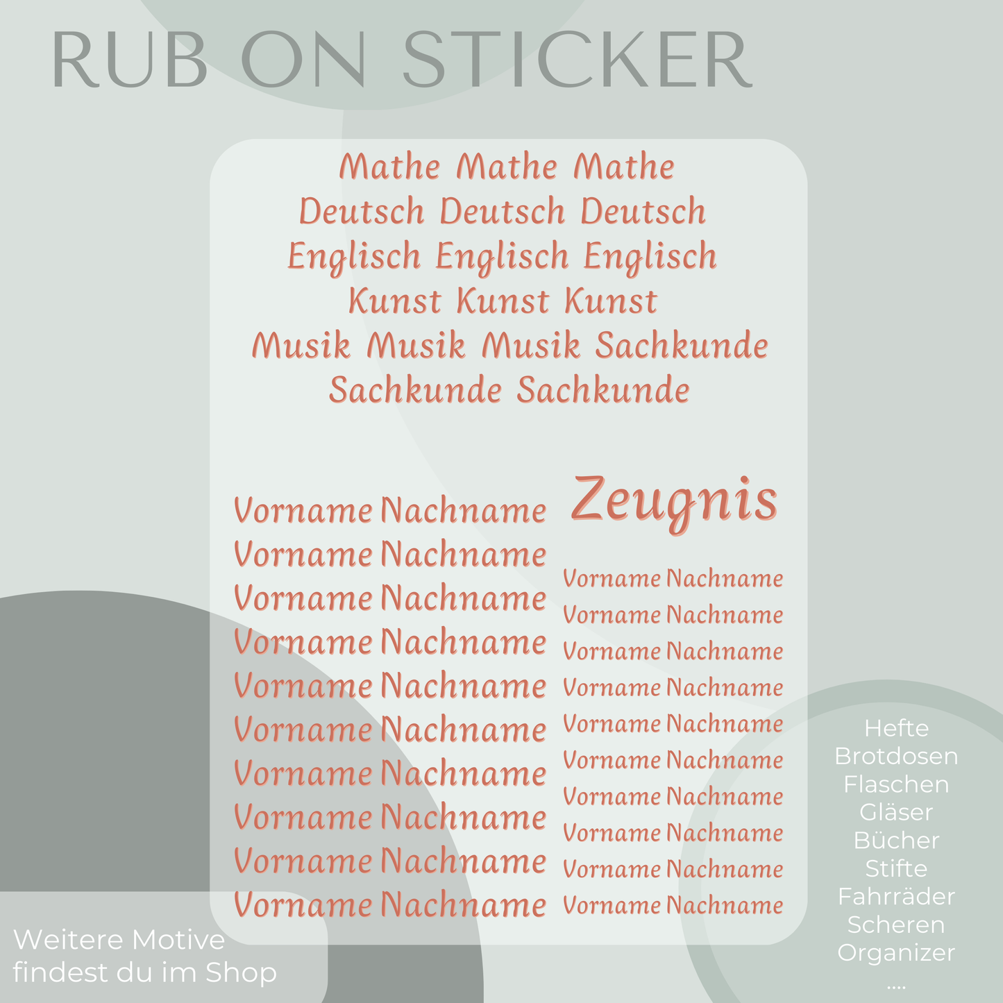 Fee Rub-On Sticker Set personalisierbar