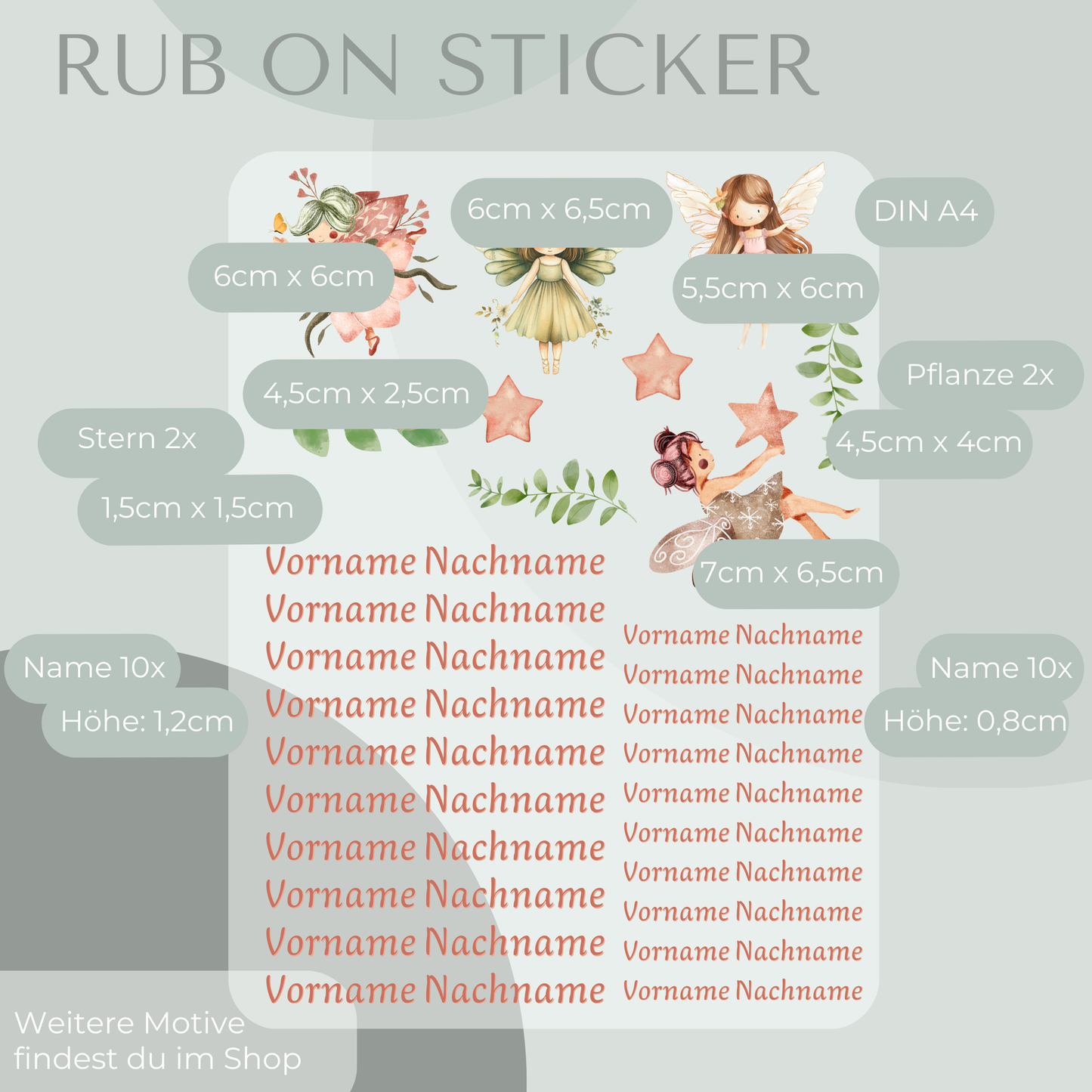 Fee Rub-On Sticker Set personalisierbar