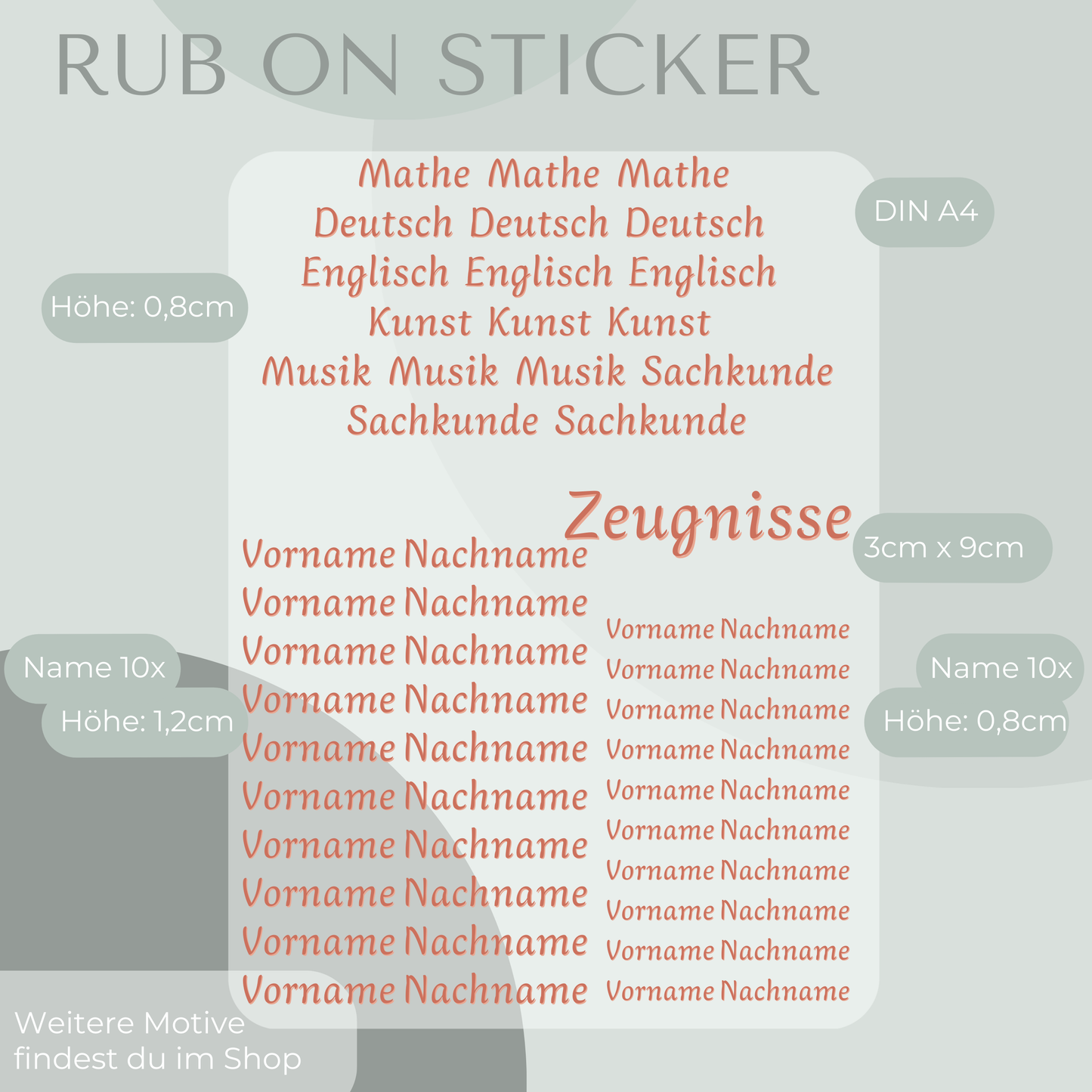 Fee Rub-On Sticker Set personalisierbar