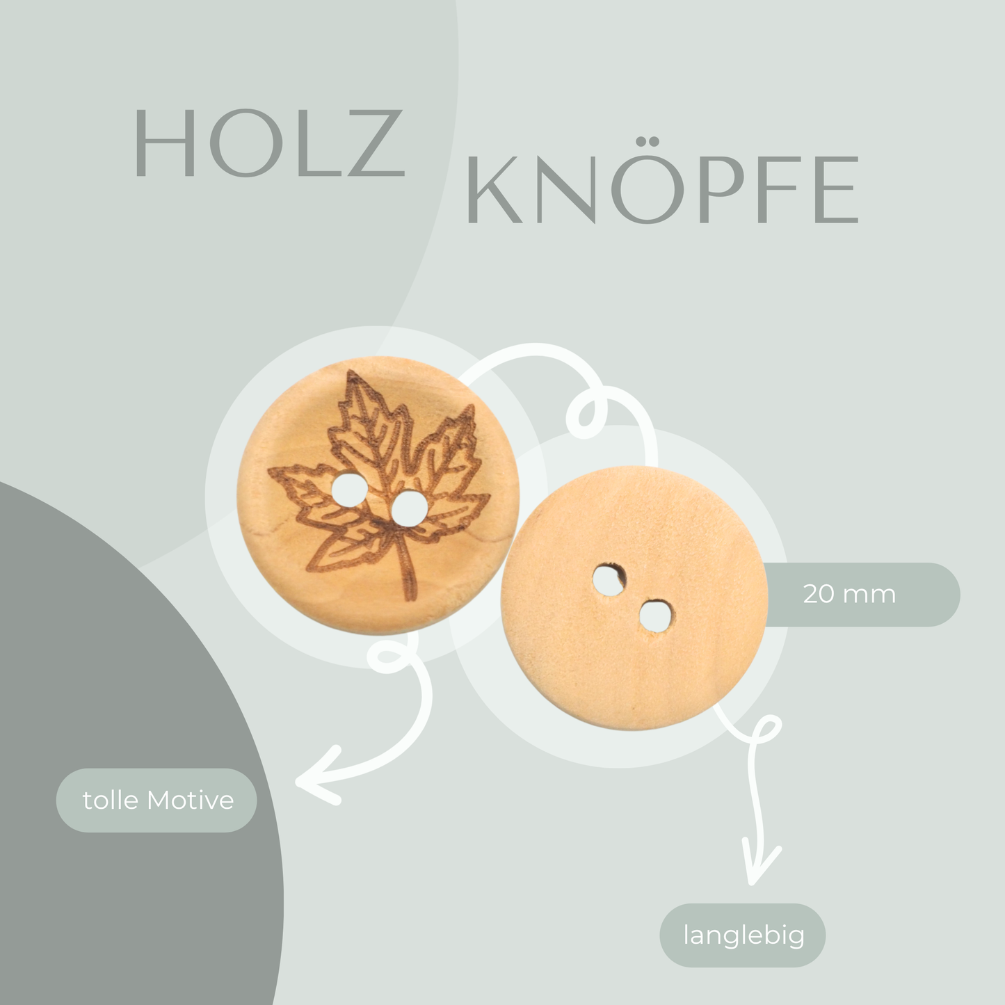 Eigenproduktion Holzknopf Ahornblatt  20mm