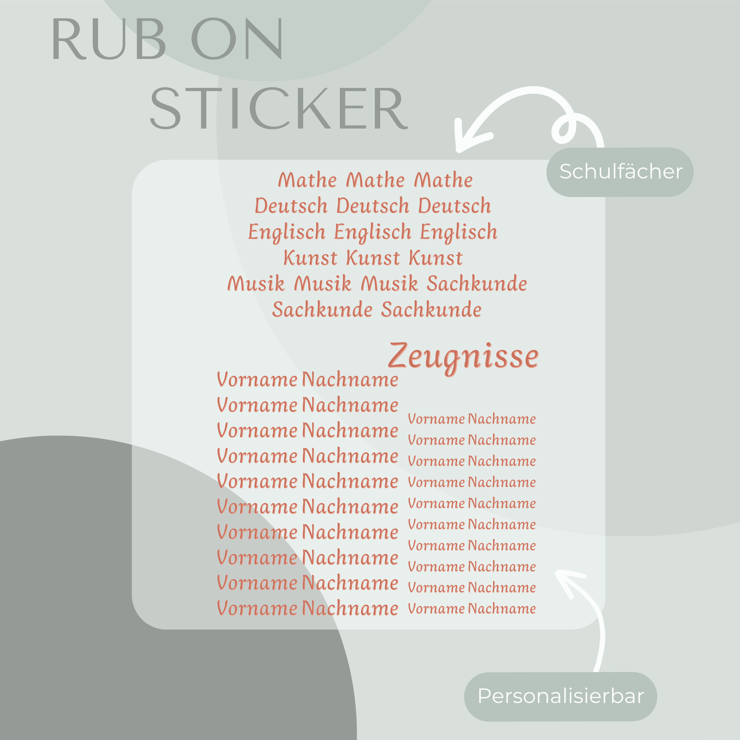 Fee Rub-On Sticker Set personalisierbar