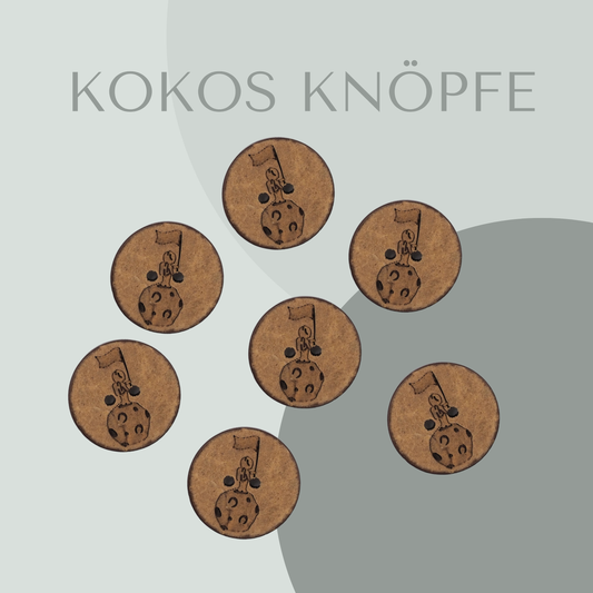 Eigenproduktion Kokosknopf Mondlandung 20mm
