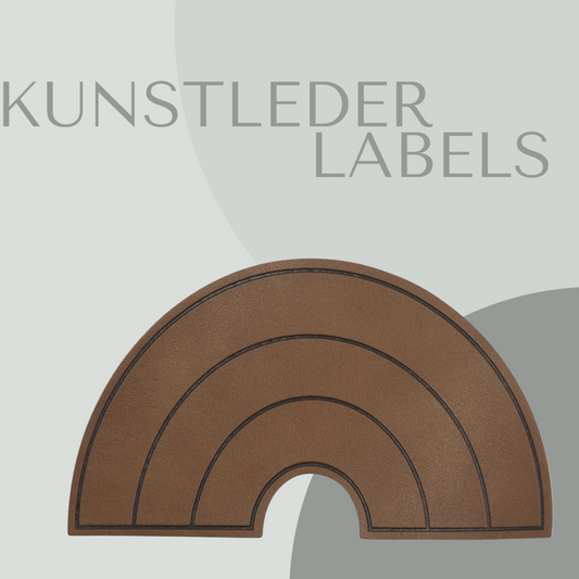 Kunstleder Label in Regenbogenform in braun