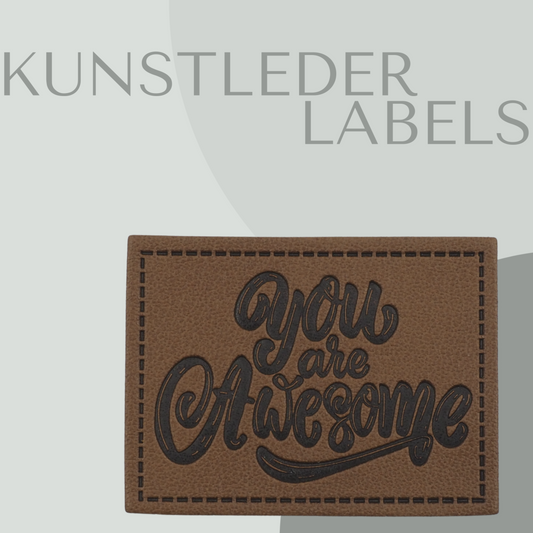 Kunstleder Label eckig in braun mit dem Aufschrift "You are Awesome"