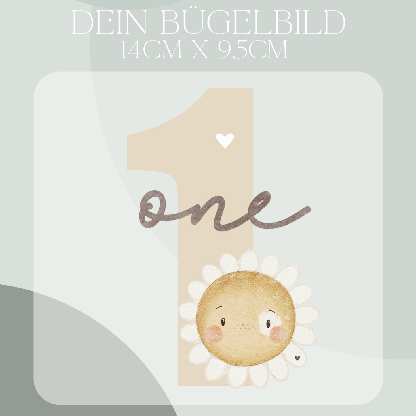 Geburtstagszahl 1 mit Blume - Maxi Bügel-Bild Bügelbild Eigenproduktion