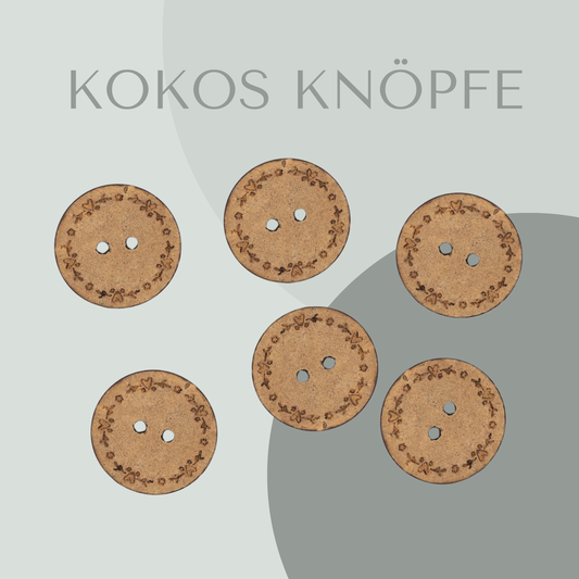Eigenproduktion Kokosknopf Herz-Kranz 20mm