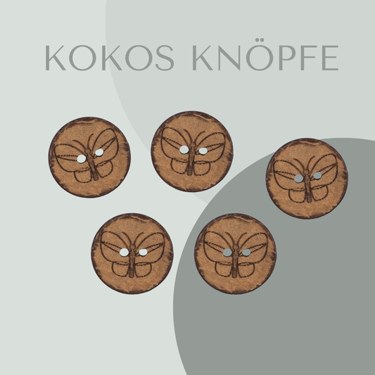 Eigenproduktion Kokosknopf Schmetterling 20mm