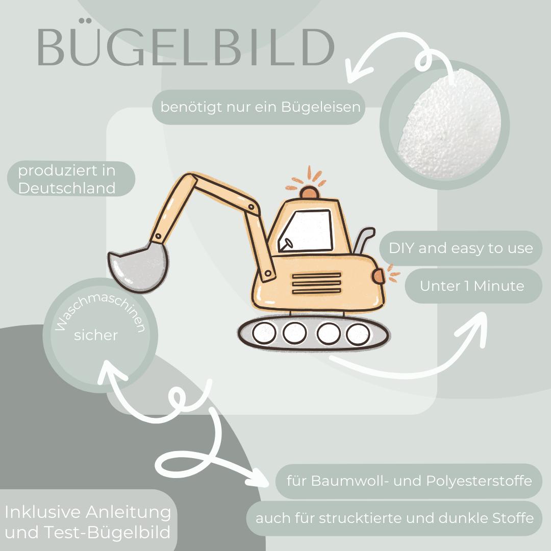 Bagger gelb - Bügelbild Eigenproduktion